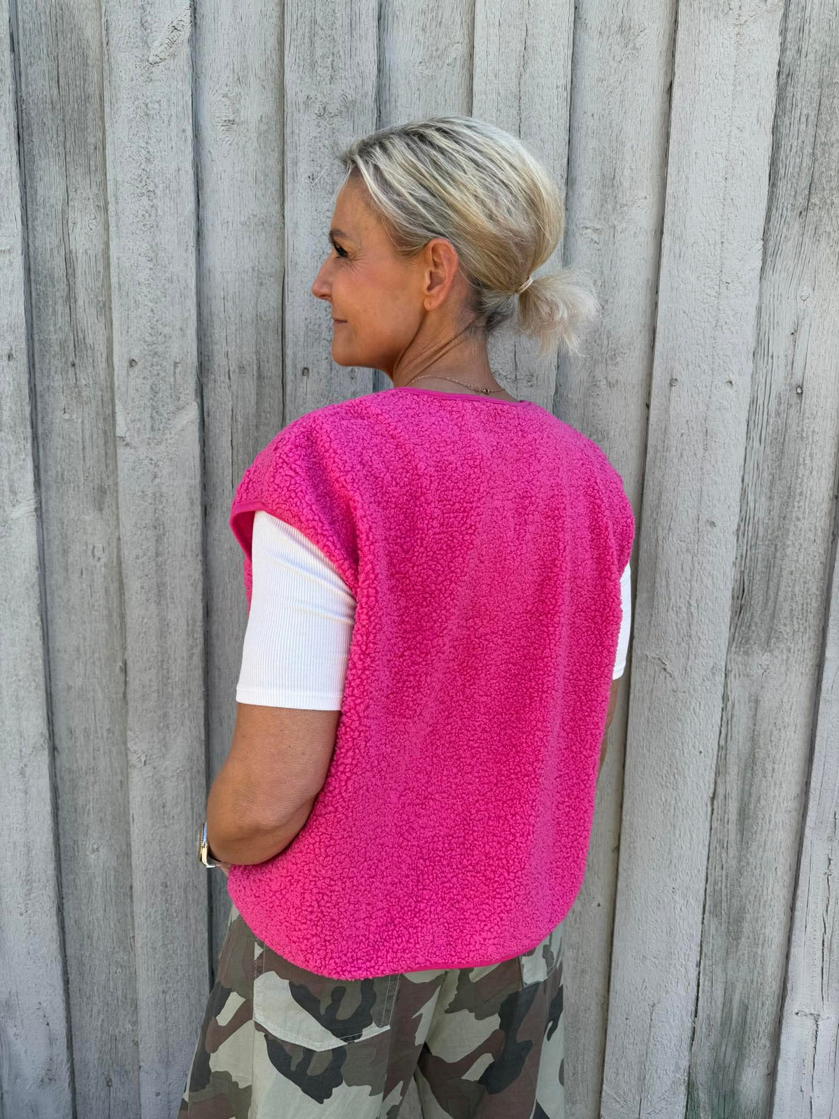 KATTY TEDDY VEST - Shocking Pink