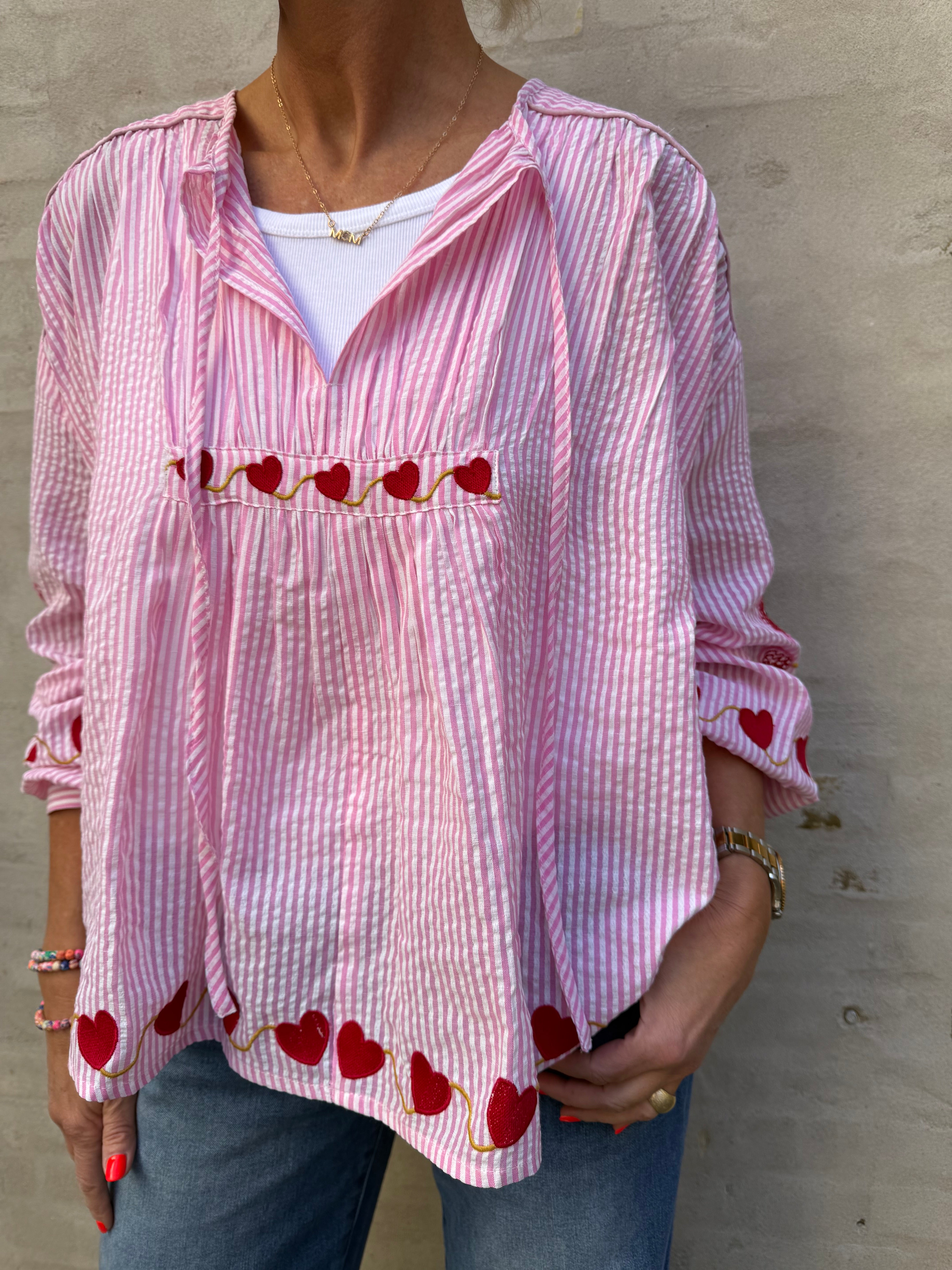 Heart Blouse - Rosa Flower