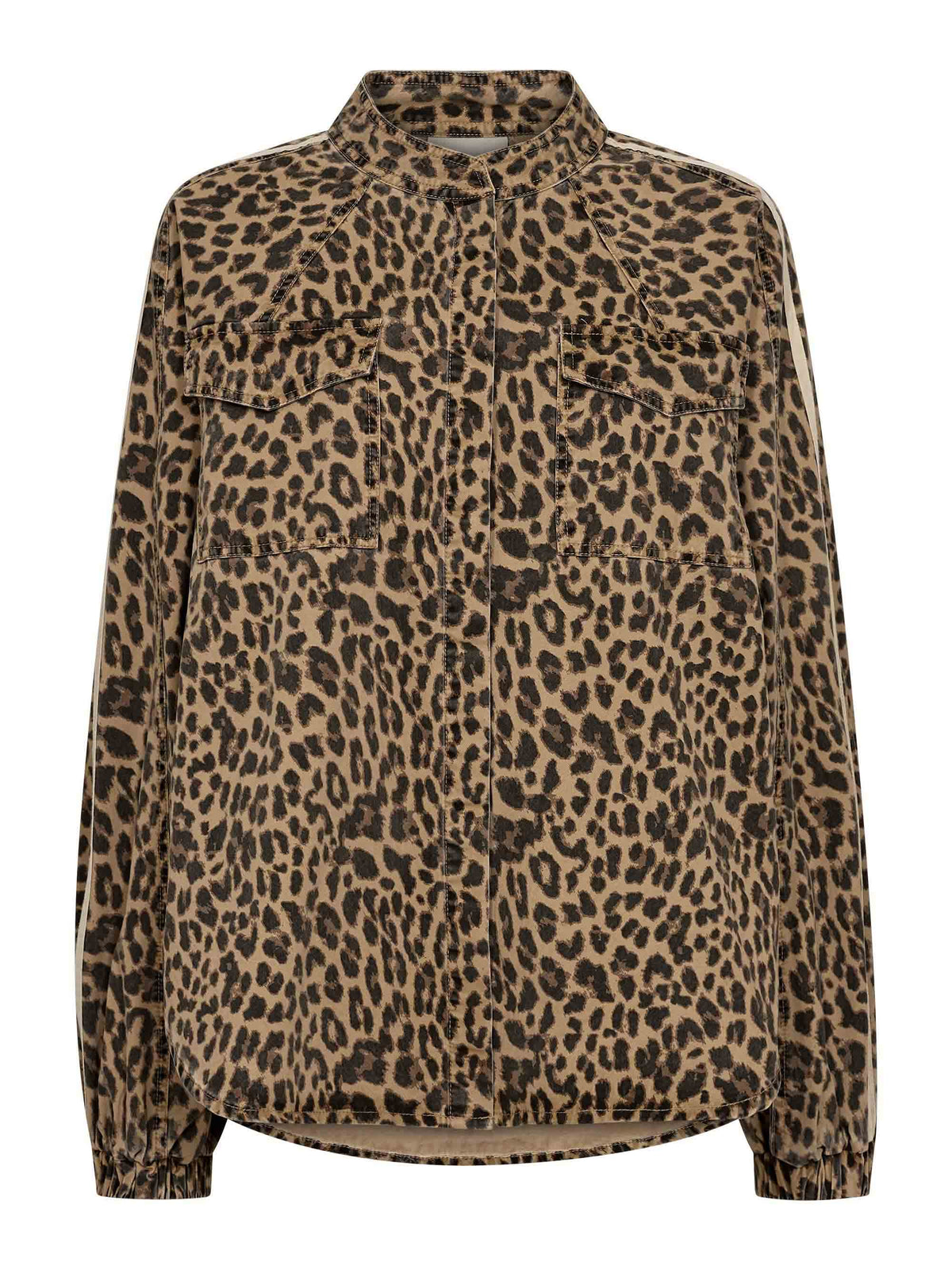 BasmaGO Jull Jacket Shirt - Leopard Print/Cream Stripe