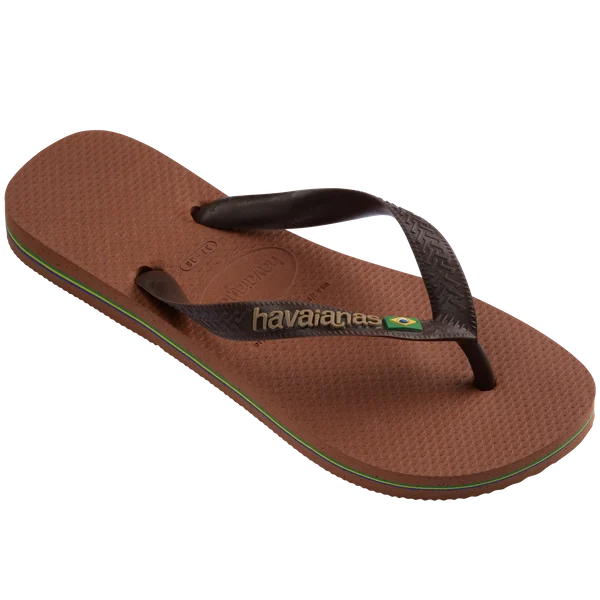 Hav Brasil Logo Flip Flops - Rust/Coffee