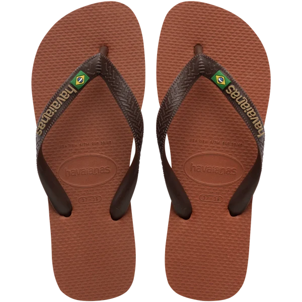 Hav Brasil Logo Flip Flops - Rust/Coffee