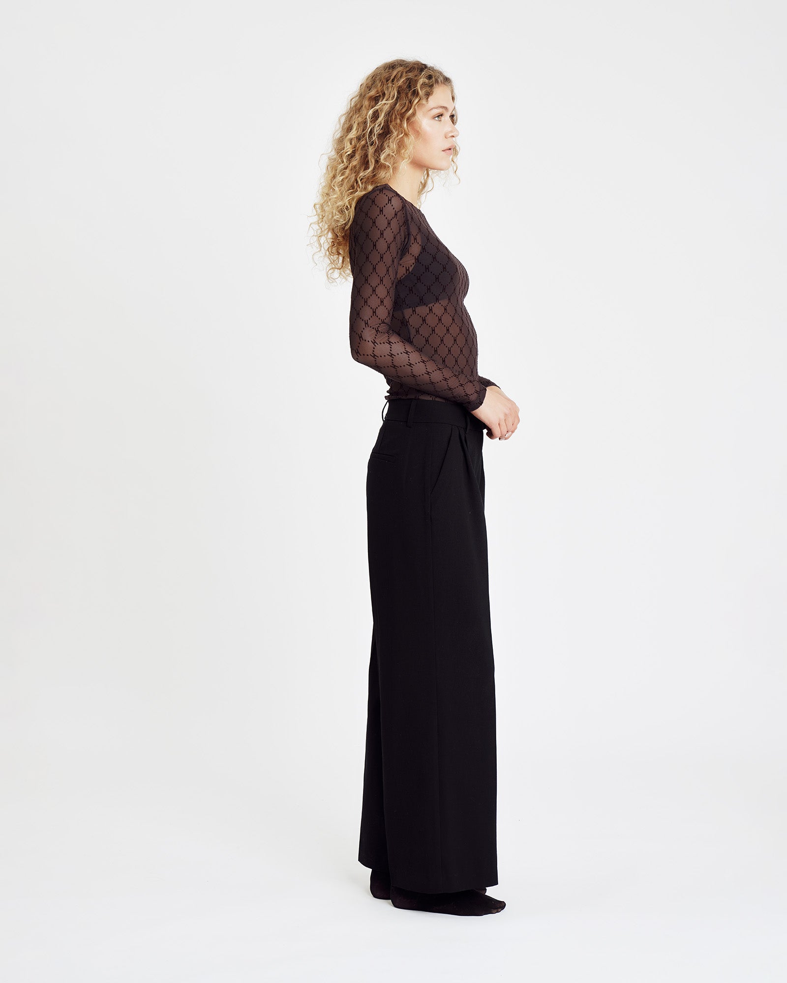 Mesh Blouse Logo - Brown