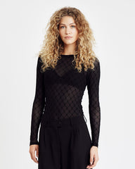 Mesh Blouse Logo - Black