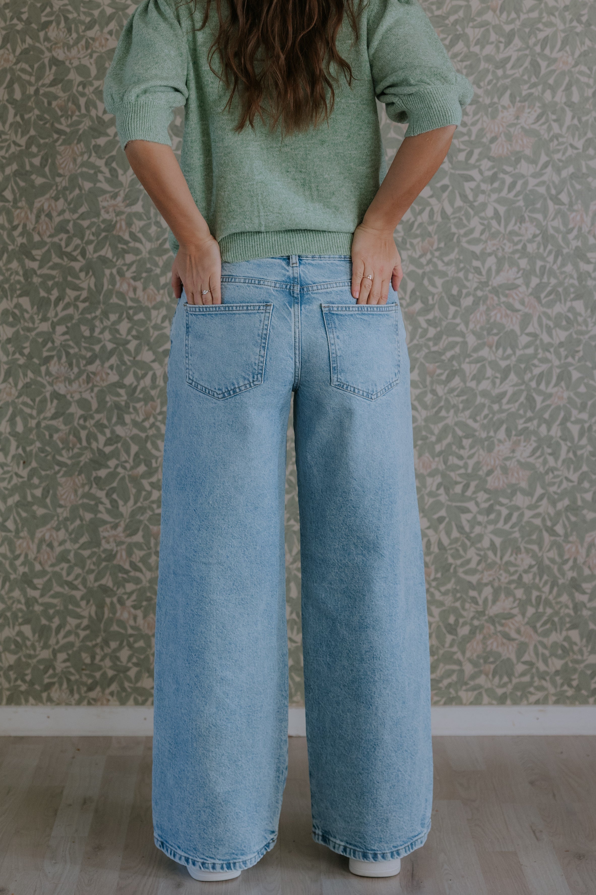 Selma vida jeans med låg midja - Ljusblå Denim