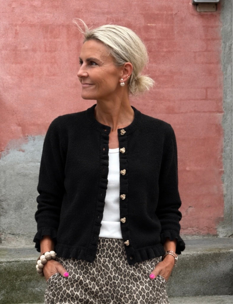 Clare Annemarie Frill Cardigan - Svart