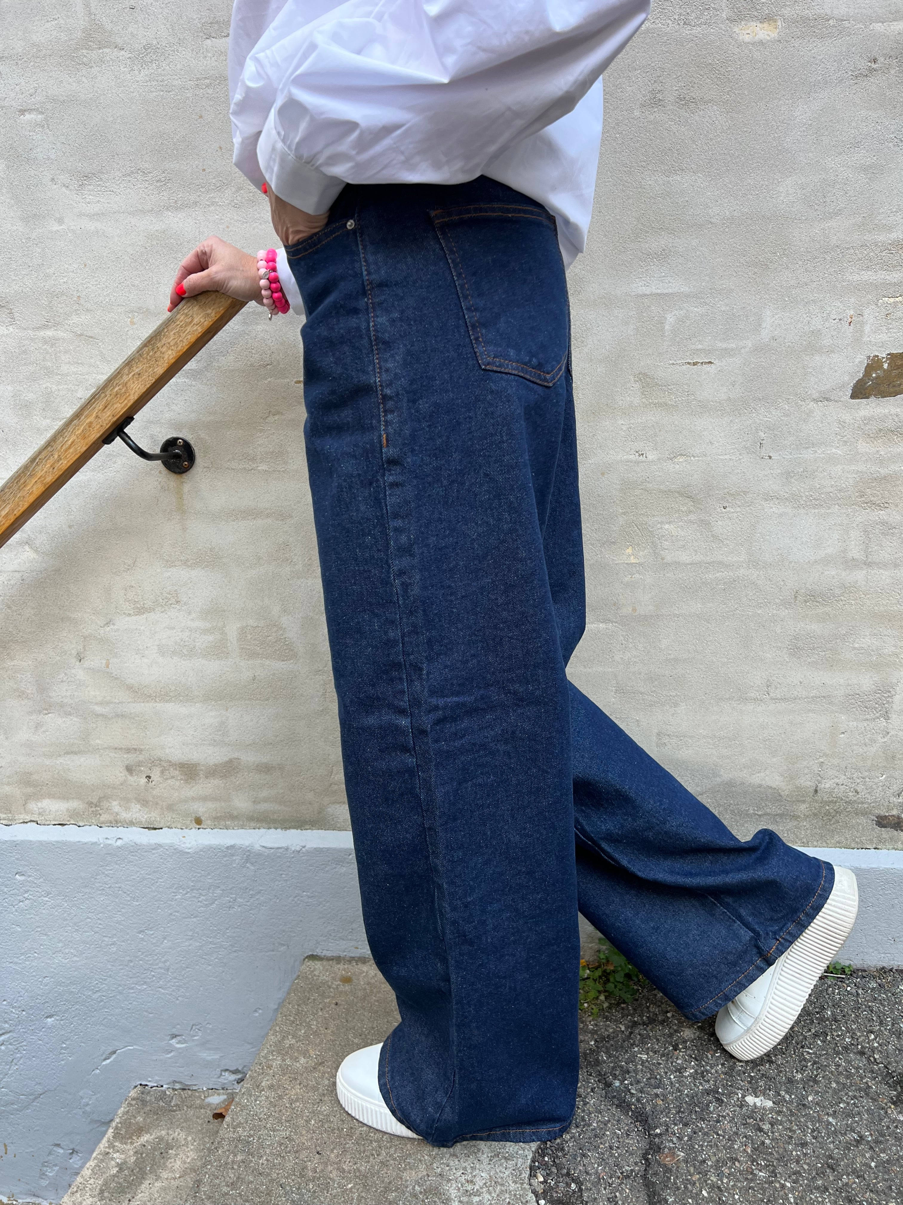 Selma vida jeans med låg midja - Dark Blue Denim Rinse