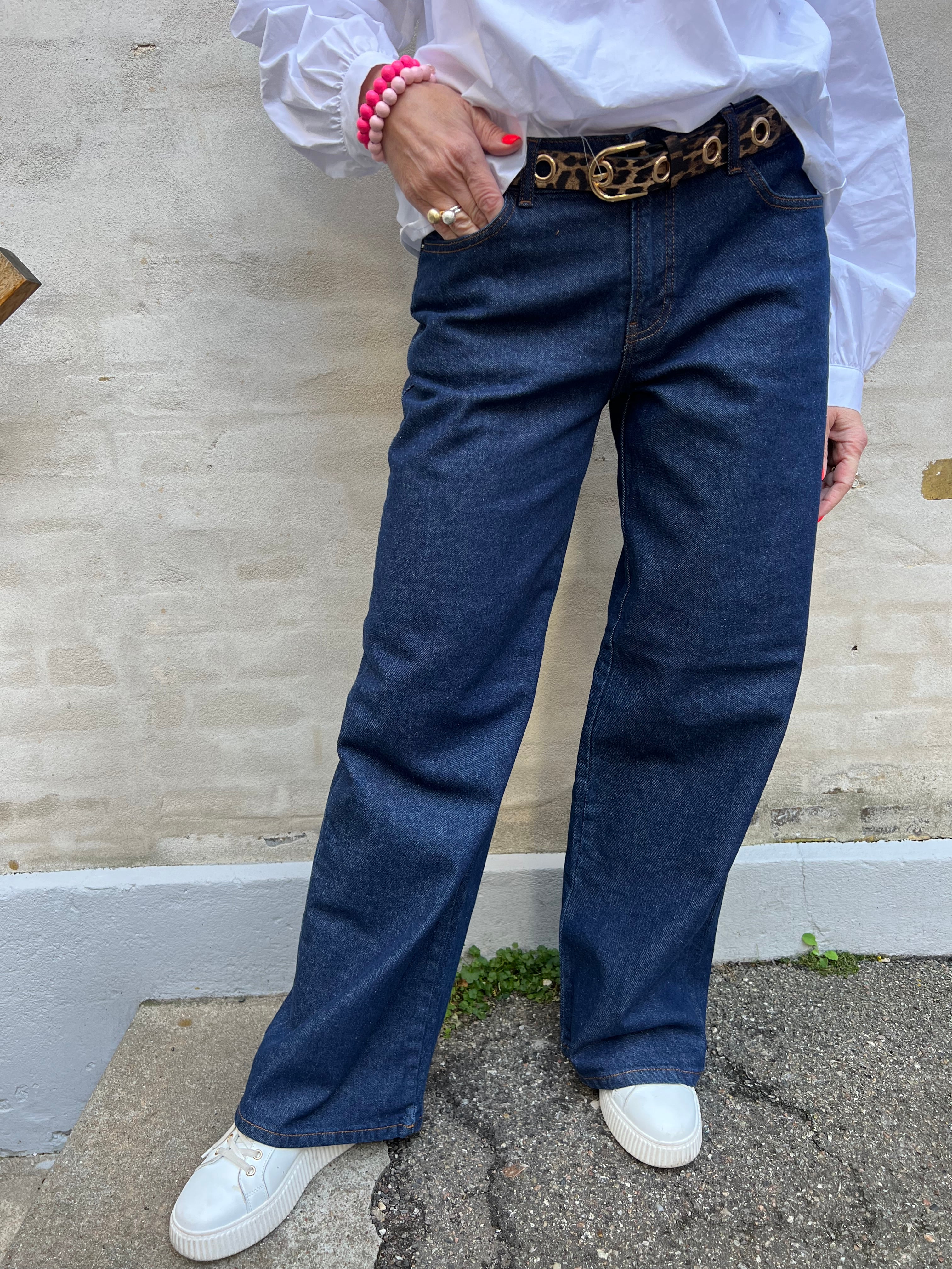 Selma vida jeans med låg midja - Dark Blue Denim Rinse