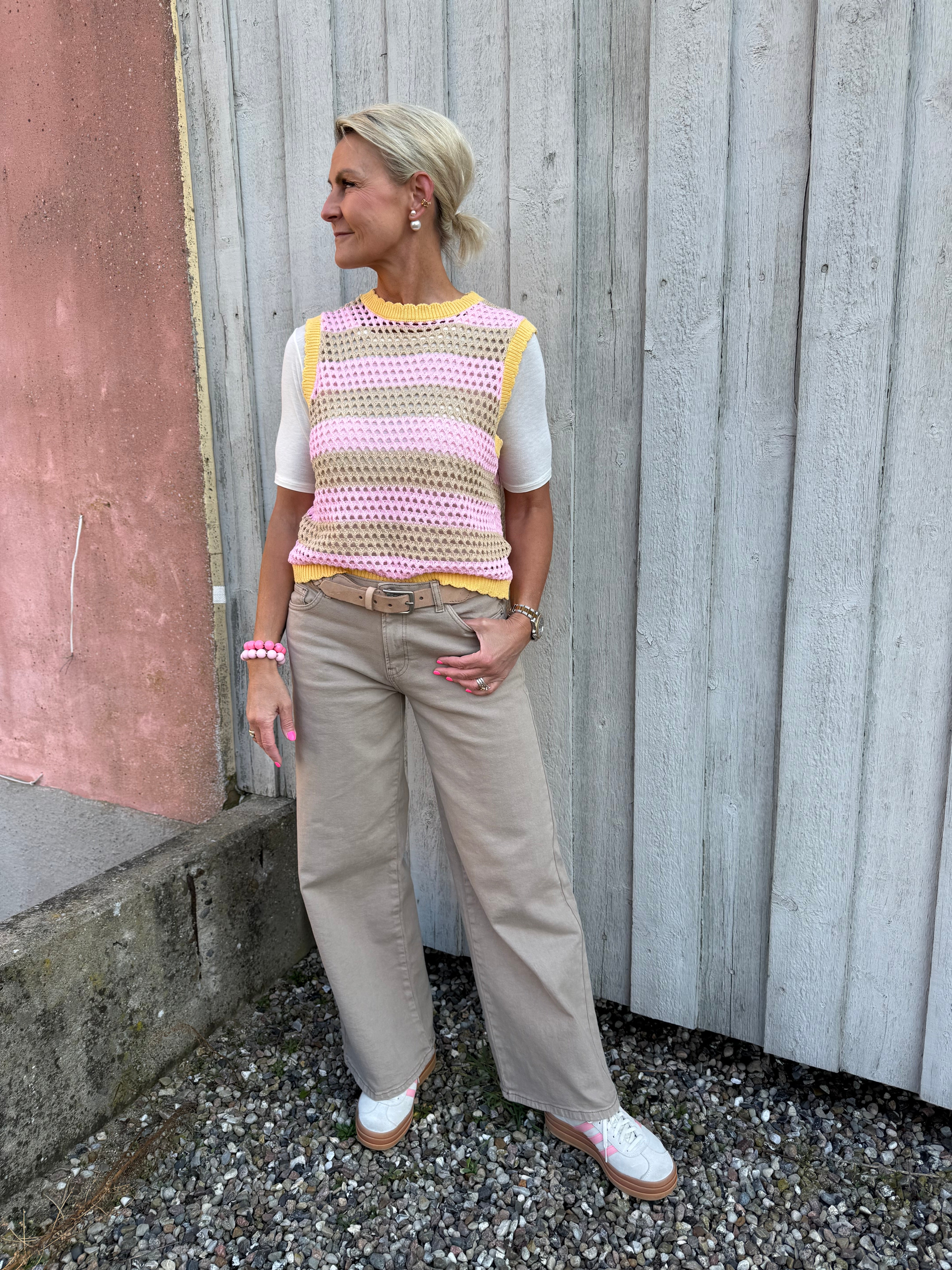 Manga Vest - Pink/Beige/Yellow