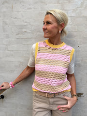 Manga Vest - Pink/Beige/Yellow