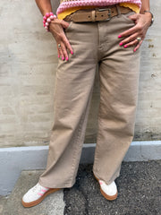 SELMA LW BRED FÄRGADE JEANS - Fransk Vanilj