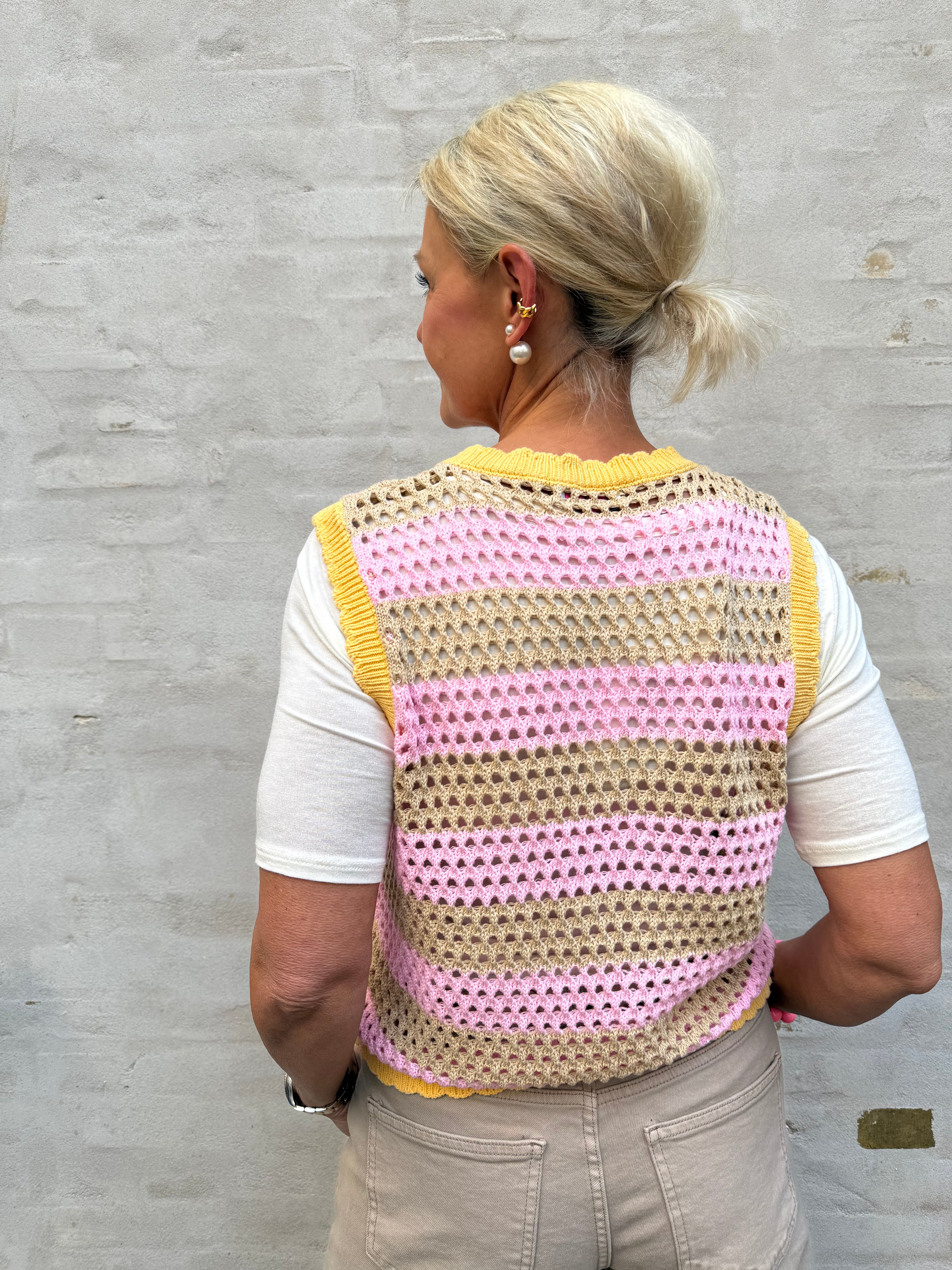 Manga Vest - Pink/Beige/Yellow