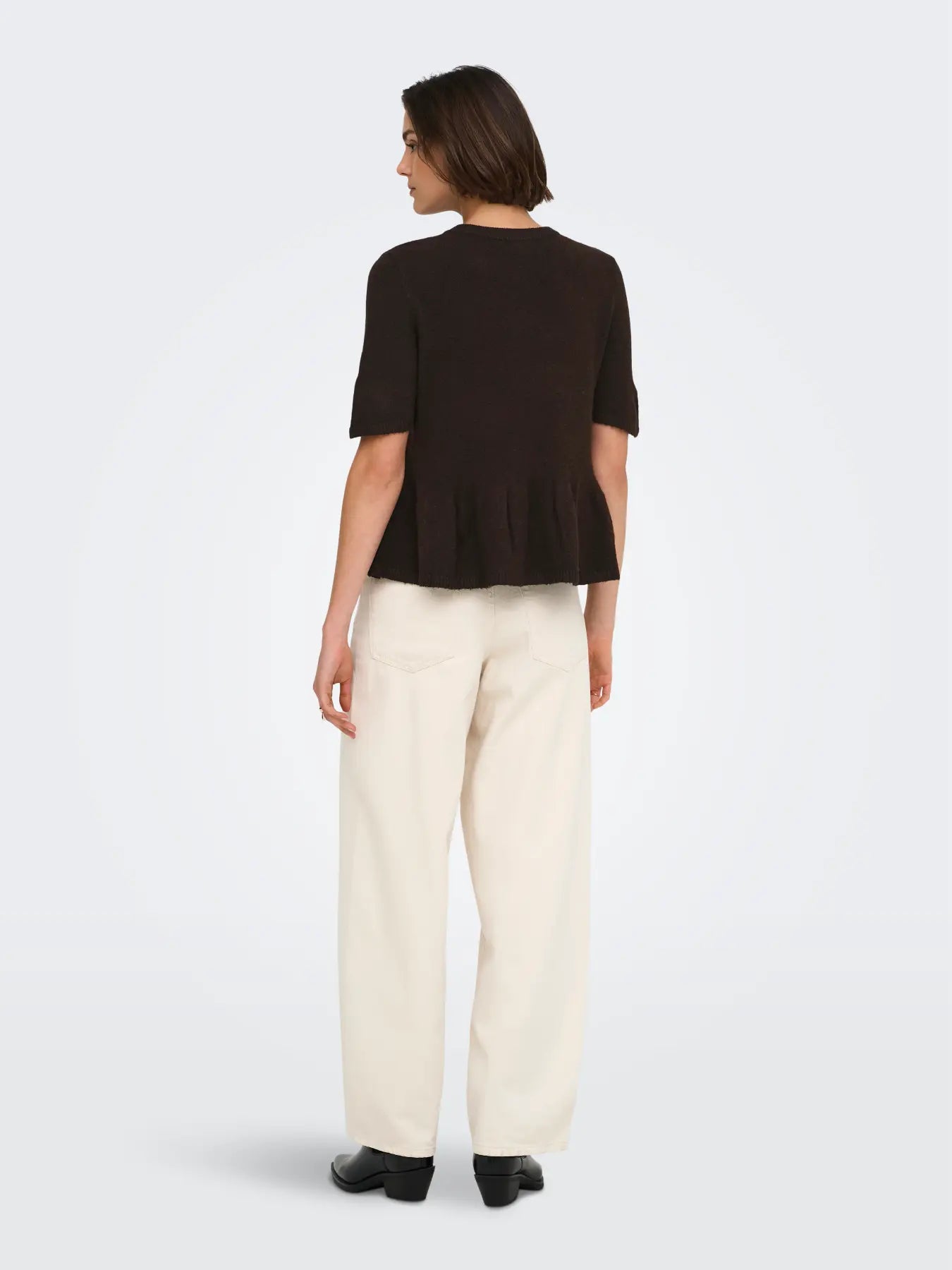 BRILLIANT LIFE S/S ON PEPLUM PULL - Coffee Bean/MELANGE
