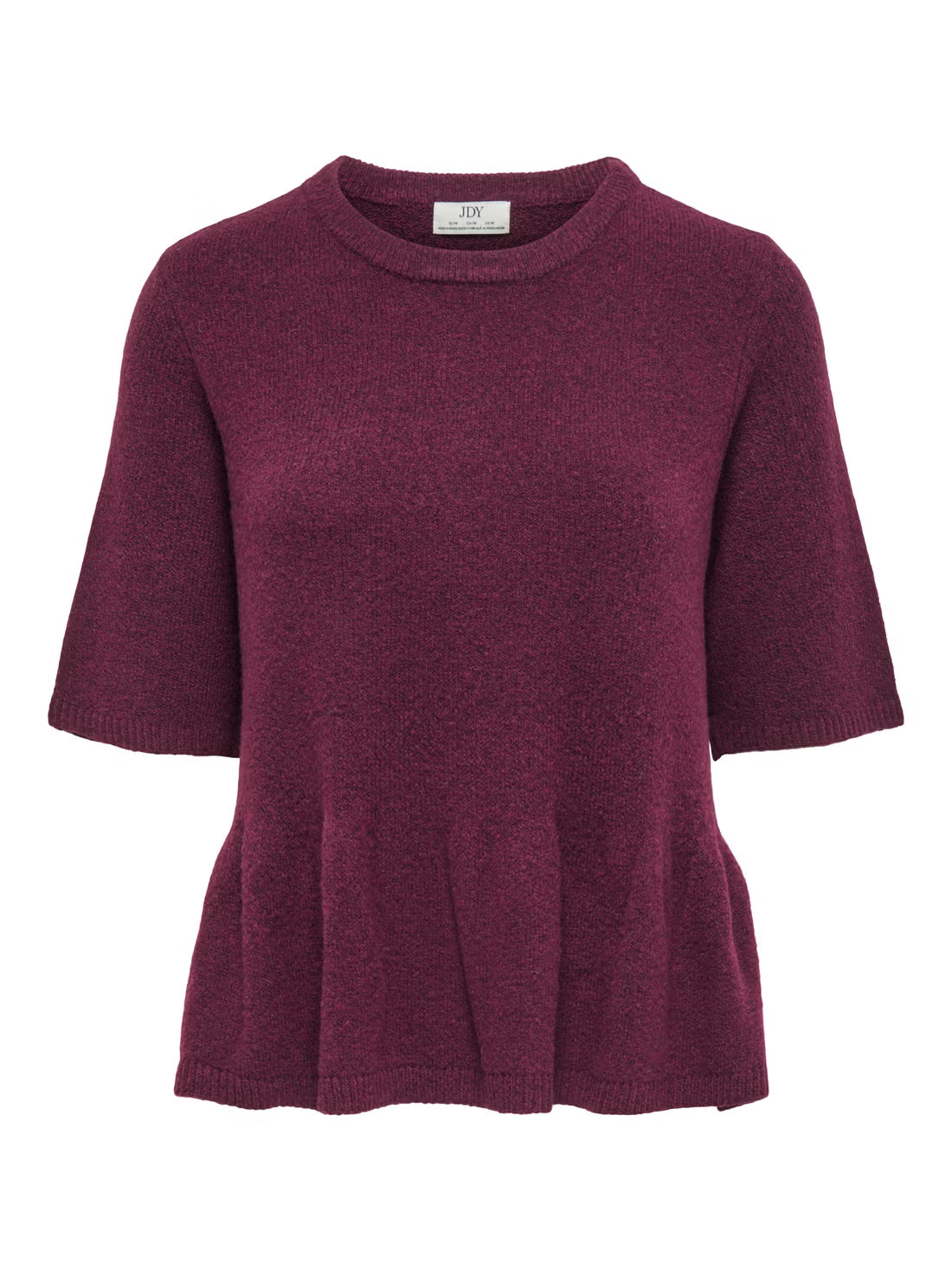 BRILLIANT LIFE S/S ON PEPLUM PULL - Windsor Wine/MELANGE