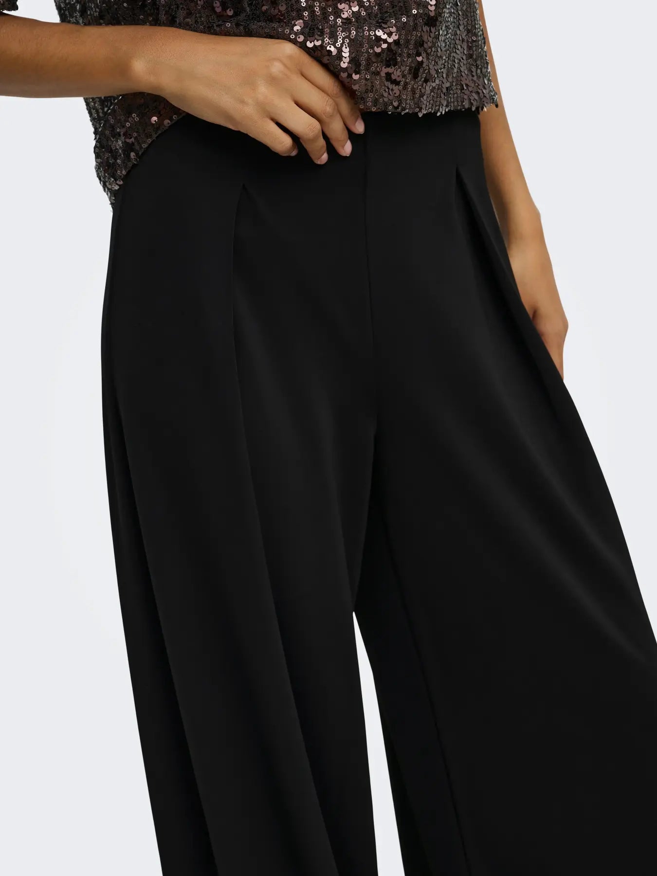 DINA LIFE PLEAT WIDE PANT - Black