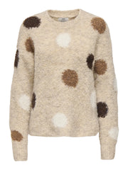 DOTTIE LS O-NECK DOT PULLOVER - Pussywillow Gray/SLATE BLACK TOFFEE