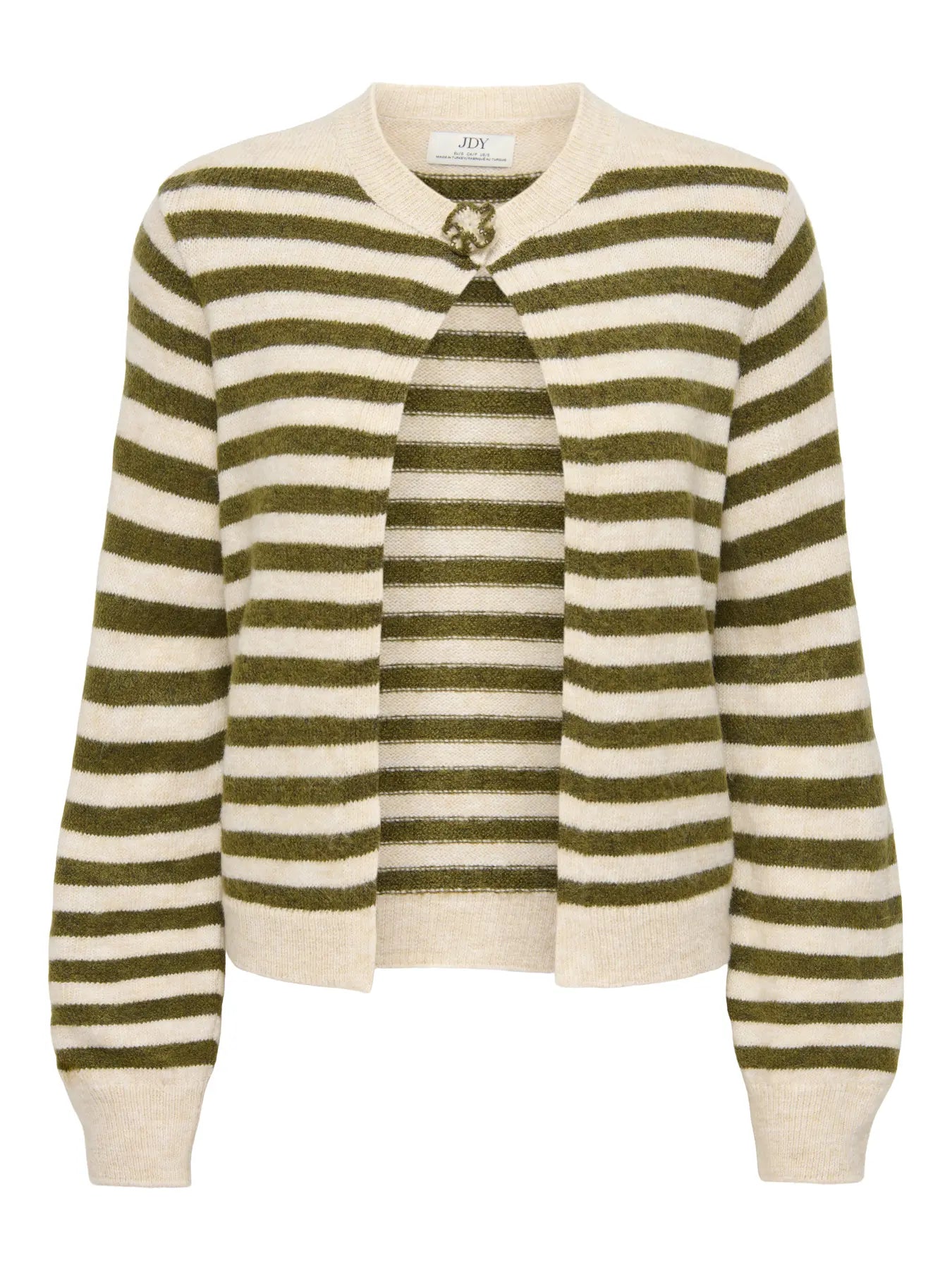 ELLIE LS ONEBUTTON FLOWER CARDI - Sandshell DARK OLIVE