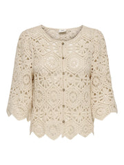 EMMELIE 2/4 CROCHET CARDIGAN - Sandshell