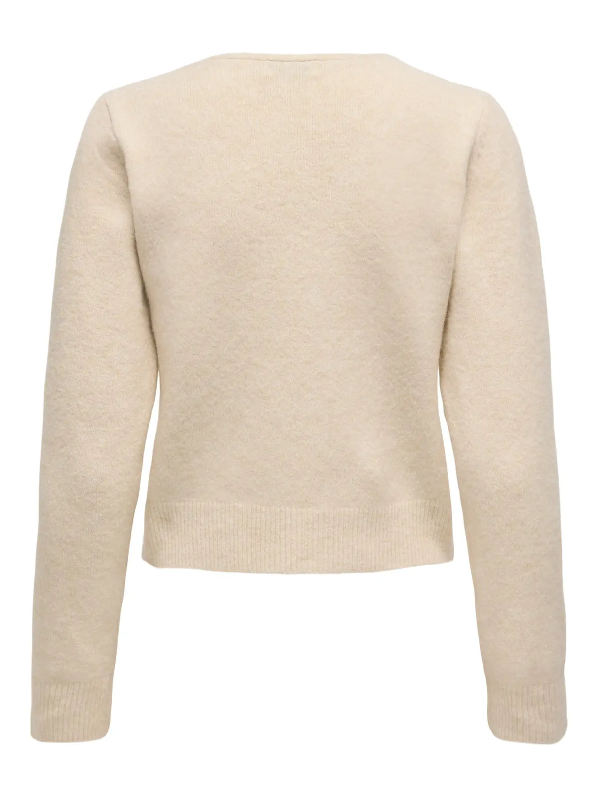 FRANCIE L/S V-NECK CARDIGAN - Birch W. PEARL BUTTON