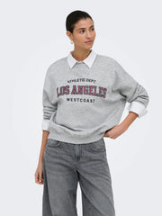 MESA L/S O-NK EMB SWEAT - Light Grey Melange LOS ANGELES