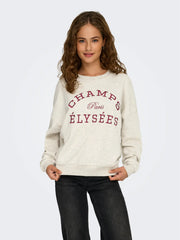 MESA L/S O-NK EMB SWEAT - Oatmeal CHAMPS CABERNET