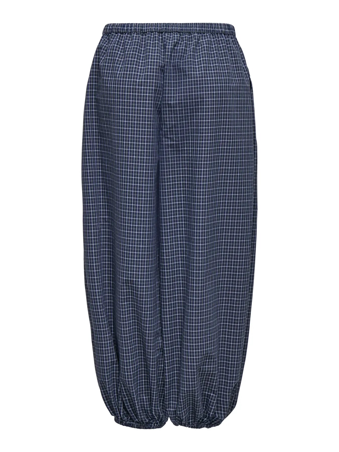 PEGGY MW CHECK LOOSE PANT - Navy Blazer/CLOUD DANCER