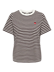 PISA LIFE S/S PRINT TOP - Cloud Dancer/CHOCOLATE