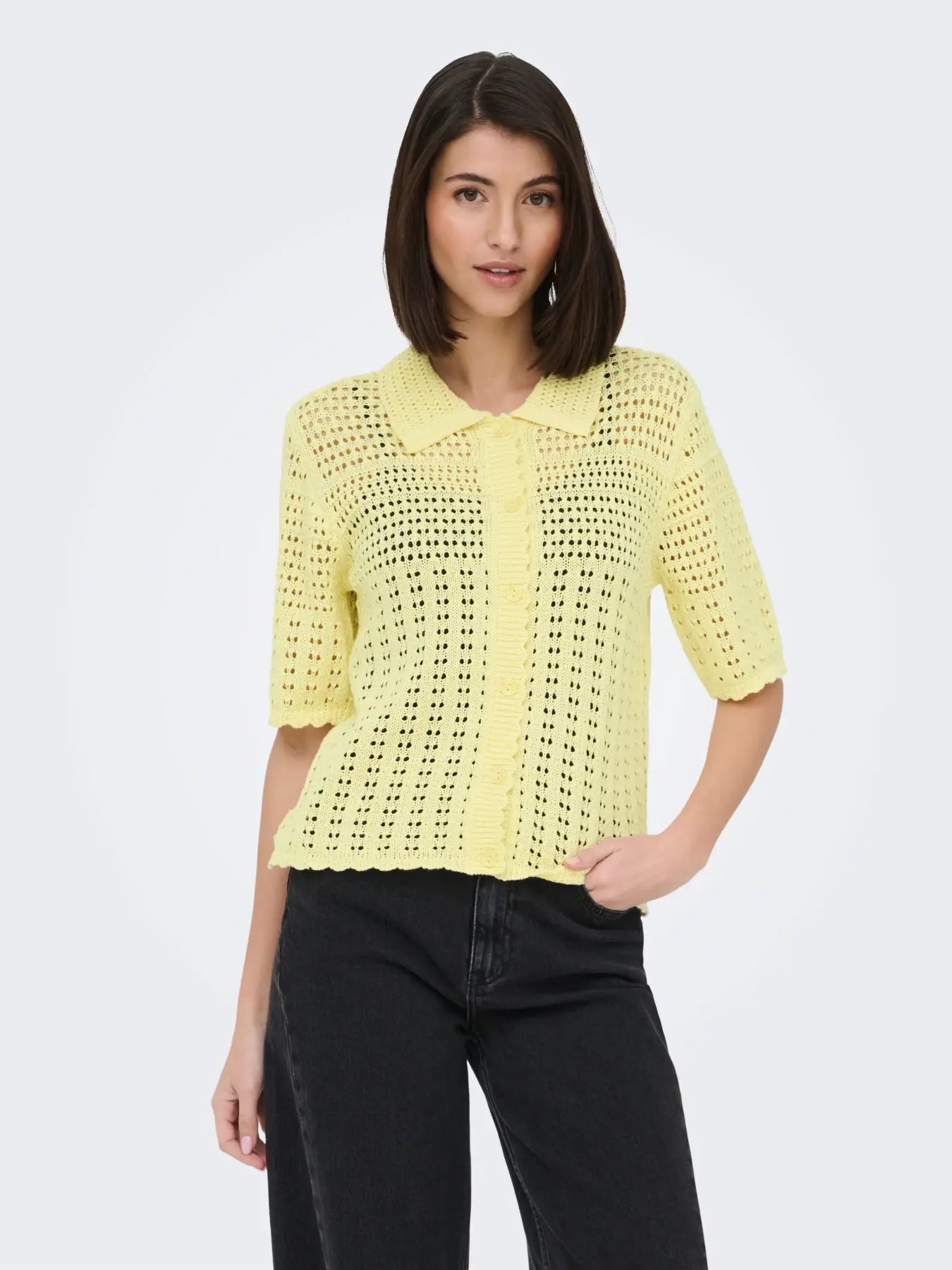 ROBIN 2/4 COLLAR CARDIGAN -  Double Cream