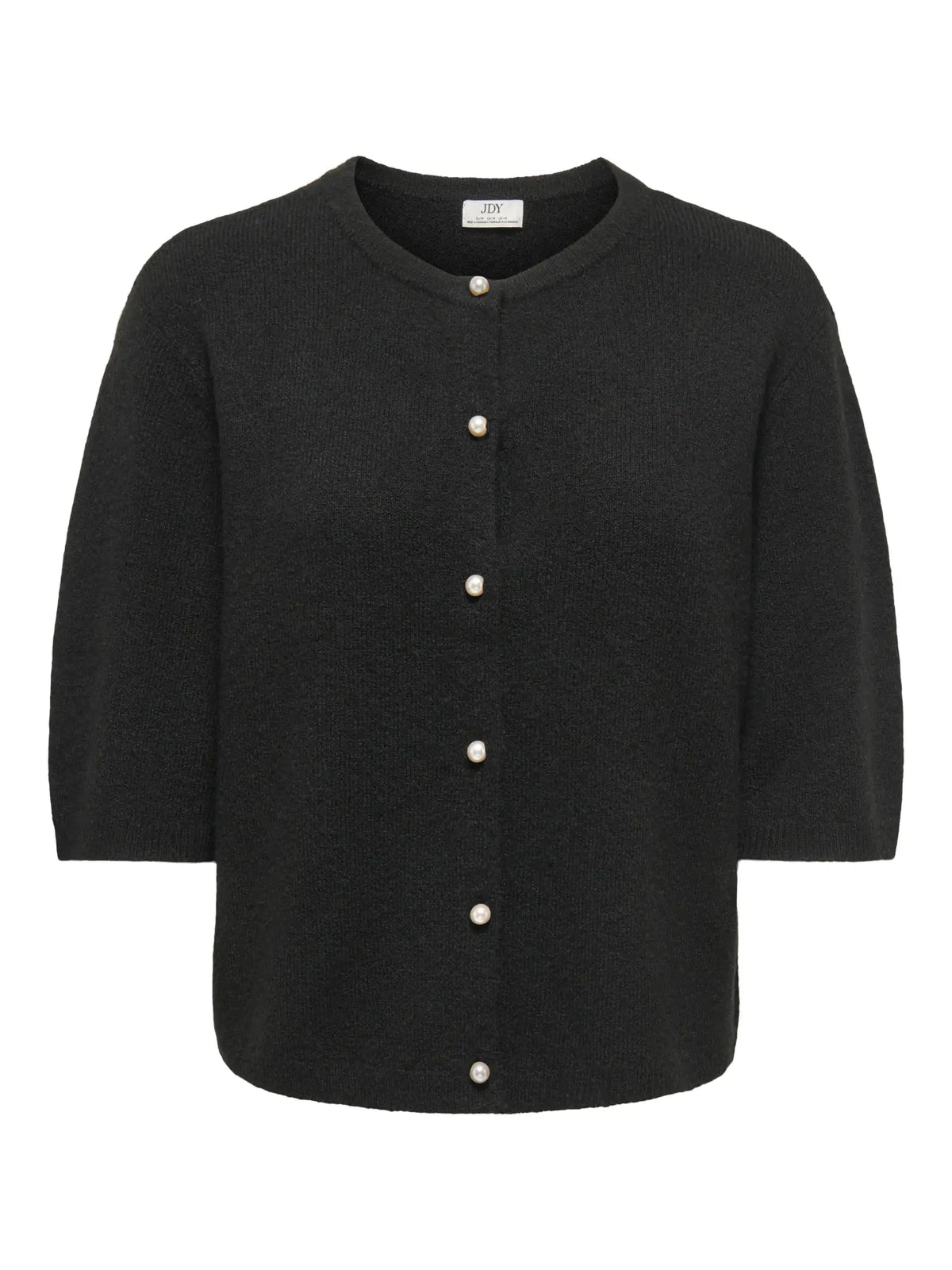 RUE LIFE 2/4 PEARL CARDIGAN - Black W. WHITE PEARL BUTTON