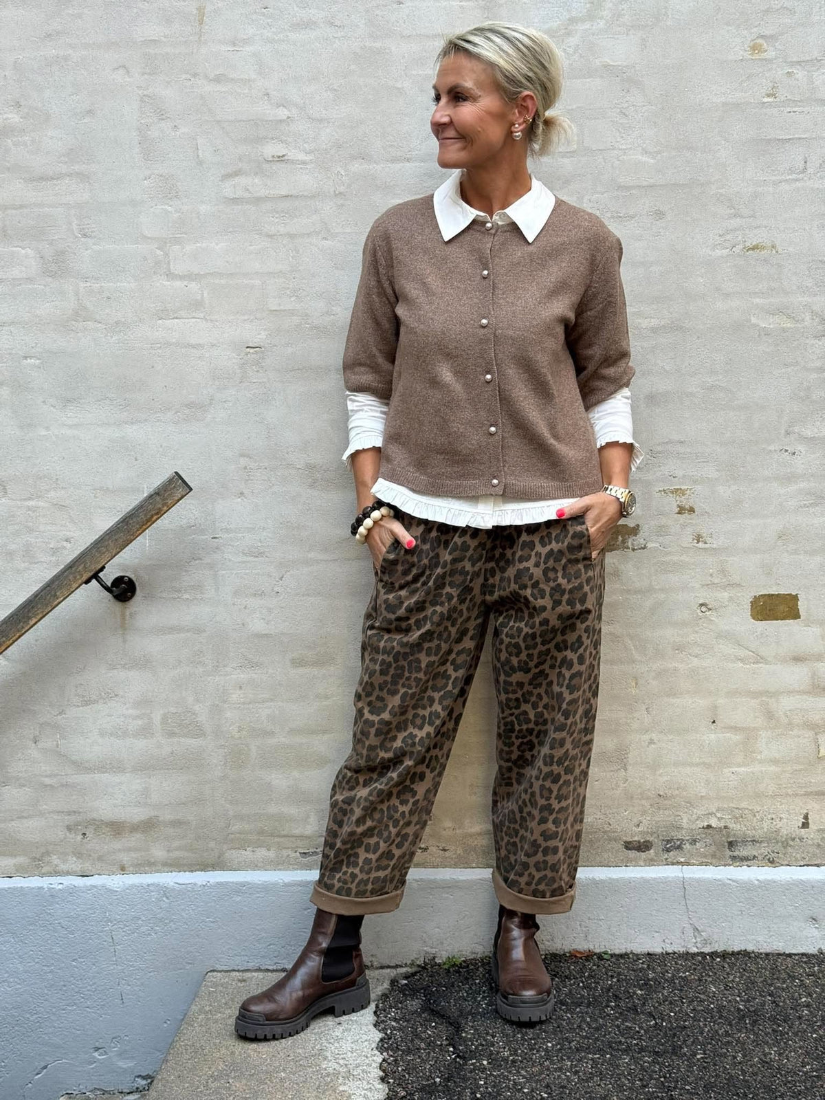 RUE LIFE 2/4 PEARL CARDIGAN - Caribou MELANGE