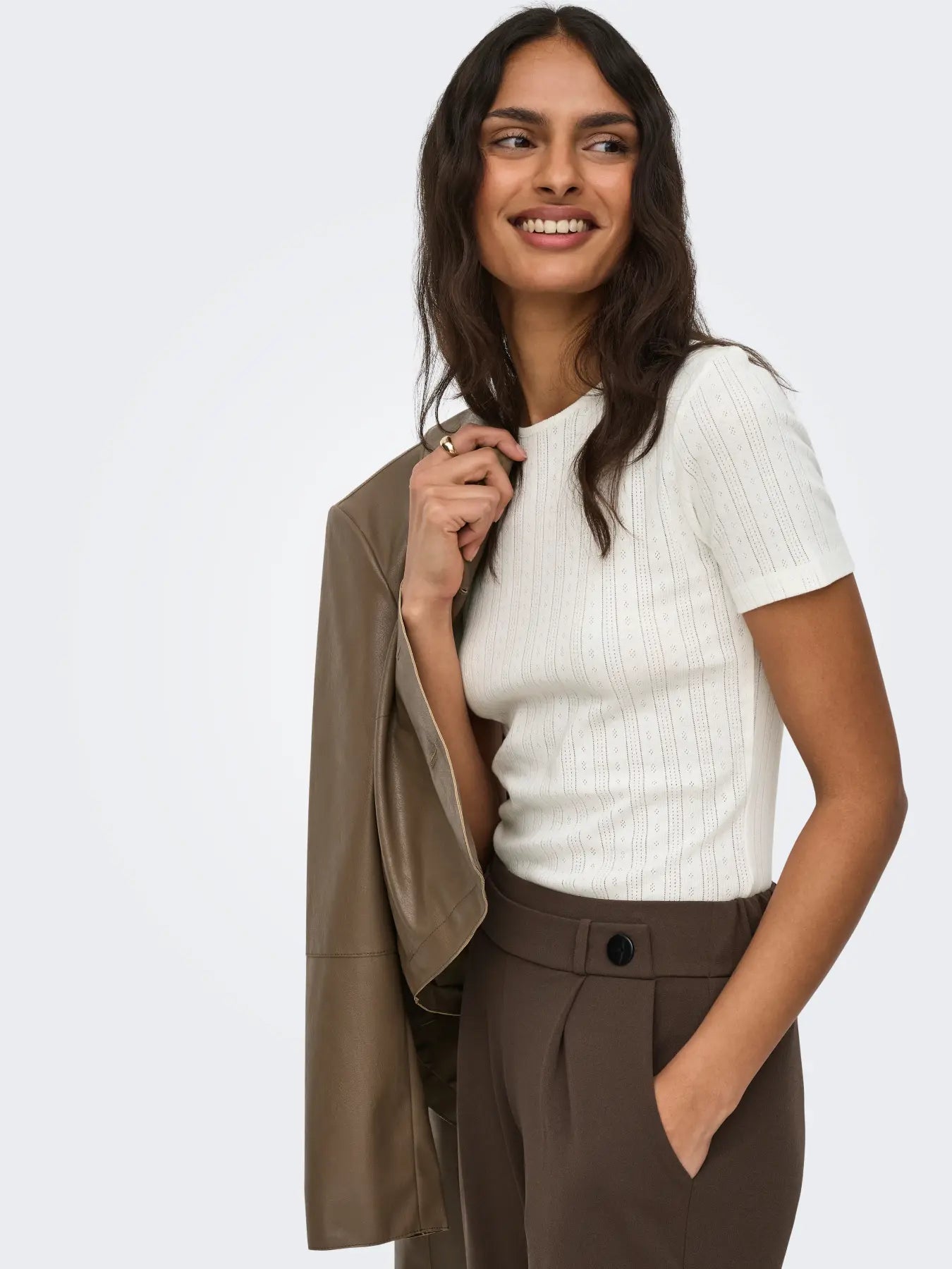 SALSA MIA LIFE SS O NECK TOP - Cloud Dancer