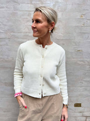 SERNA LIFE O-NECK CARDIGAN - Cloud Dancer