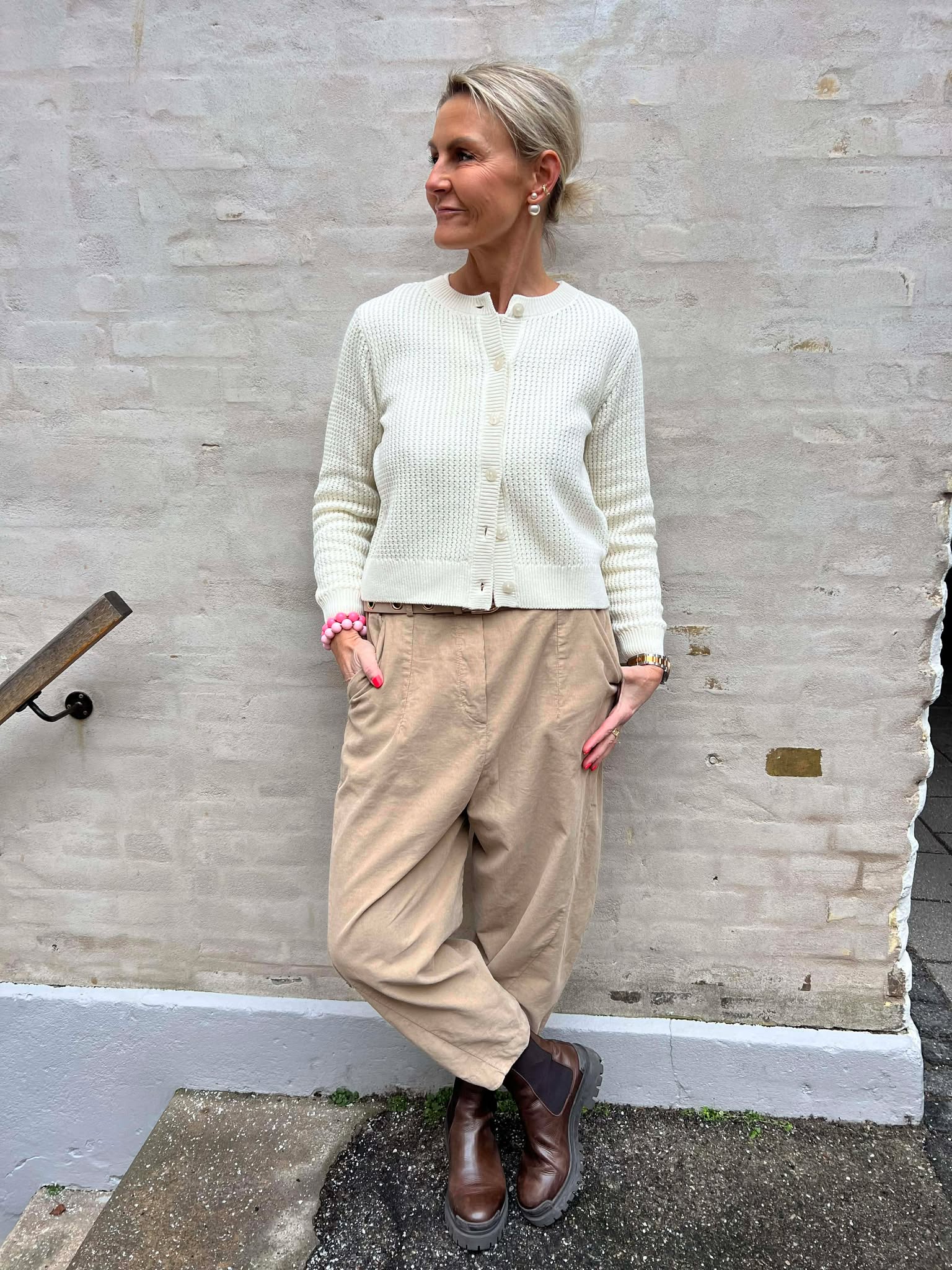 SERNA LIFE O-NECK CARDIGAN - Cloud Dancer