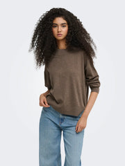 Amore L/S HN Slit Pullover Knit- Falcon Melange