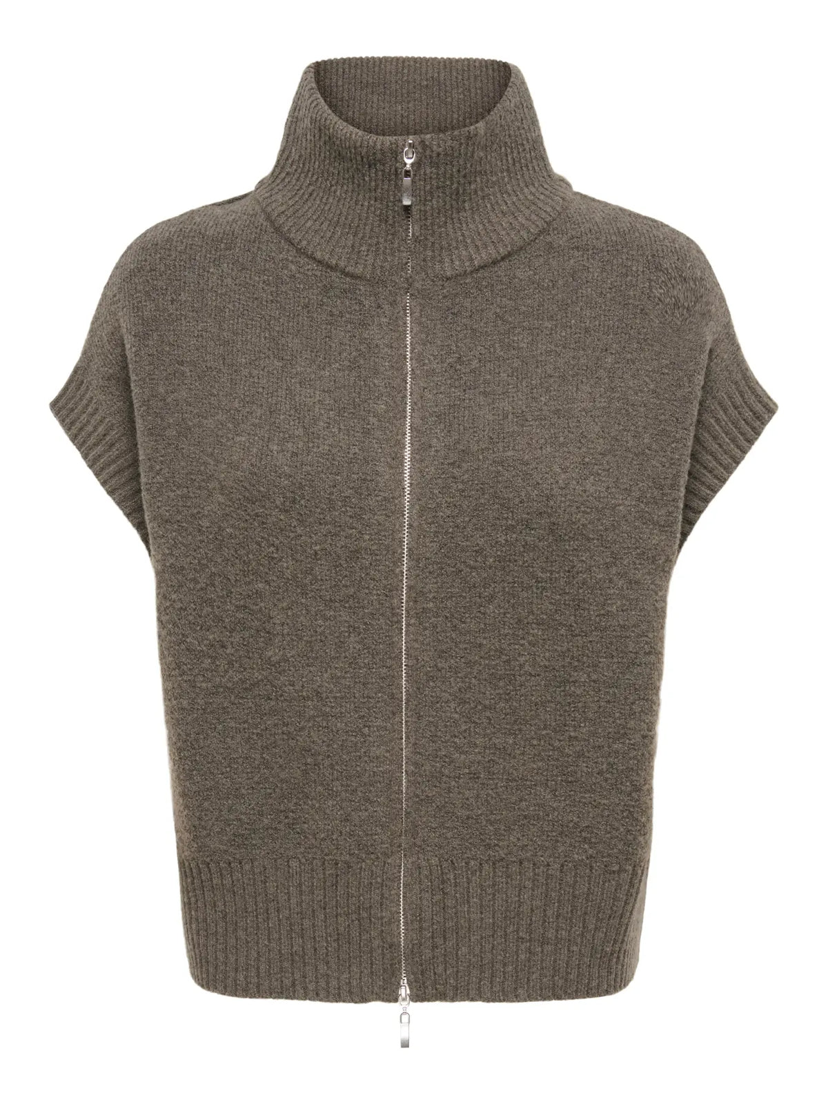 Lea S/L HN 2way Zip Vest Knt - Falcon Melange