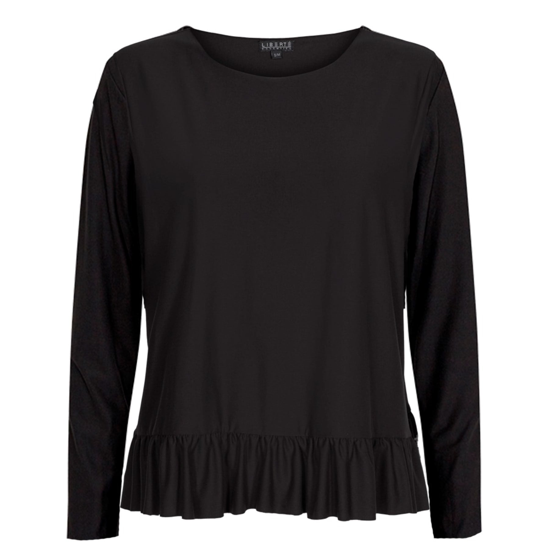 ALMA LS FRILL T-SHIRT - Svart