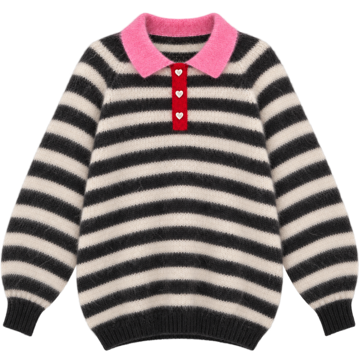 Mohair Mix Polo - Black/Nature