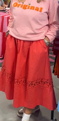 Poplin Lace Skirt - Tomato