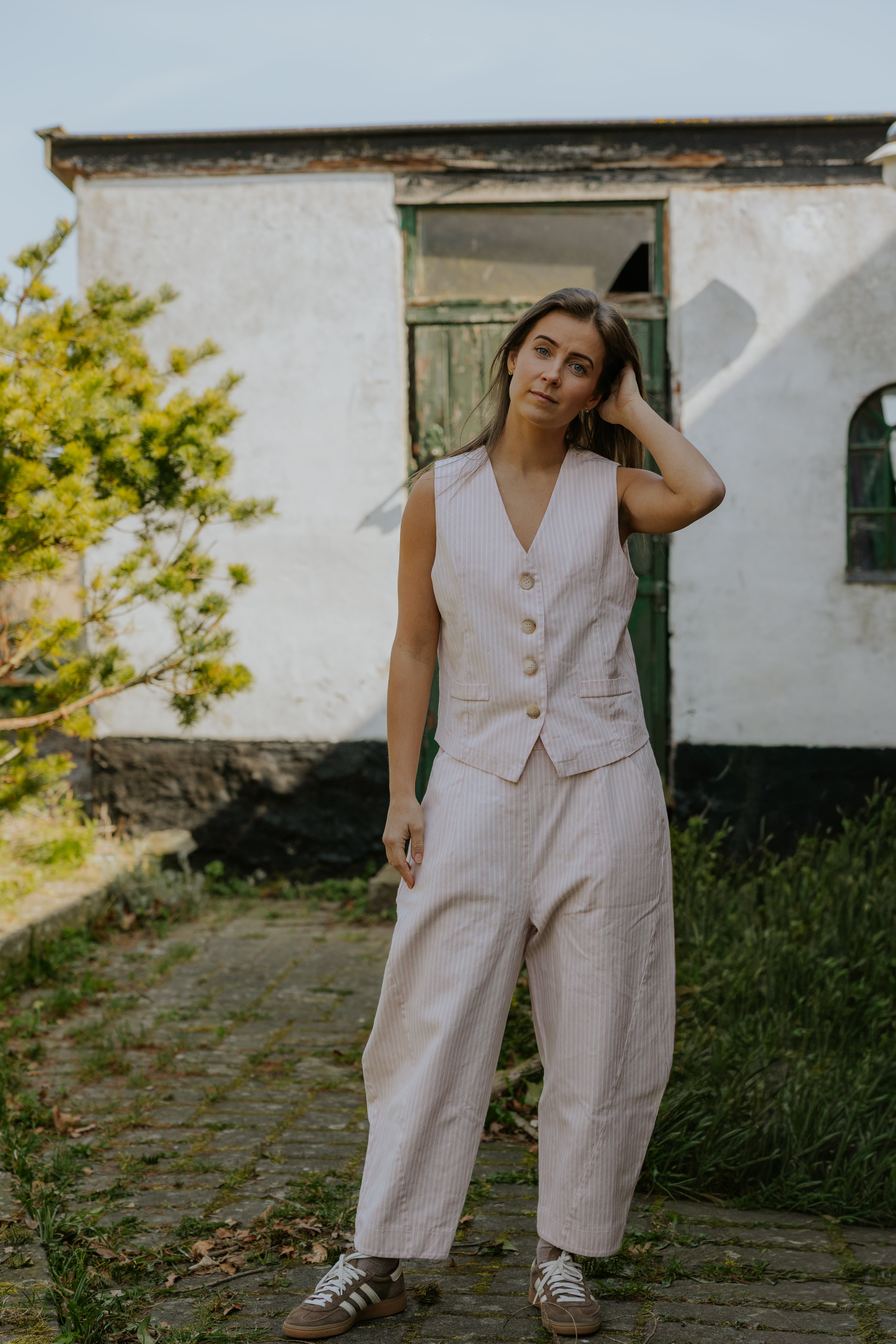 Veronica Vest - Striped Pink