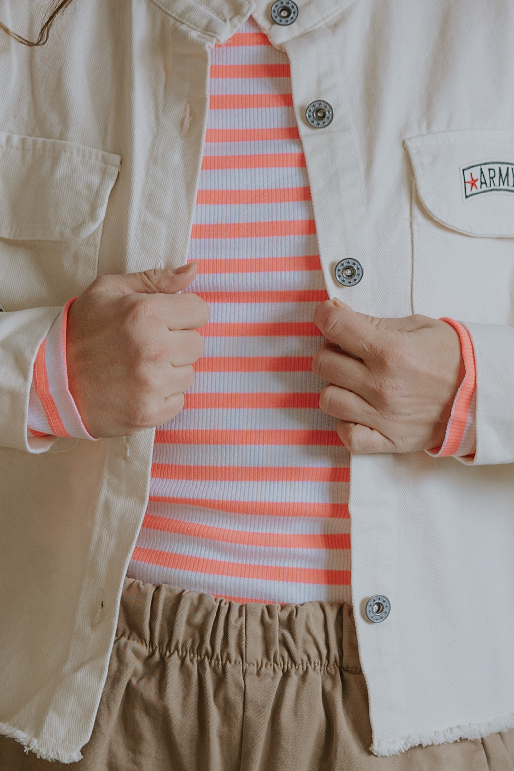 Everyday Stripes Blus - Coral