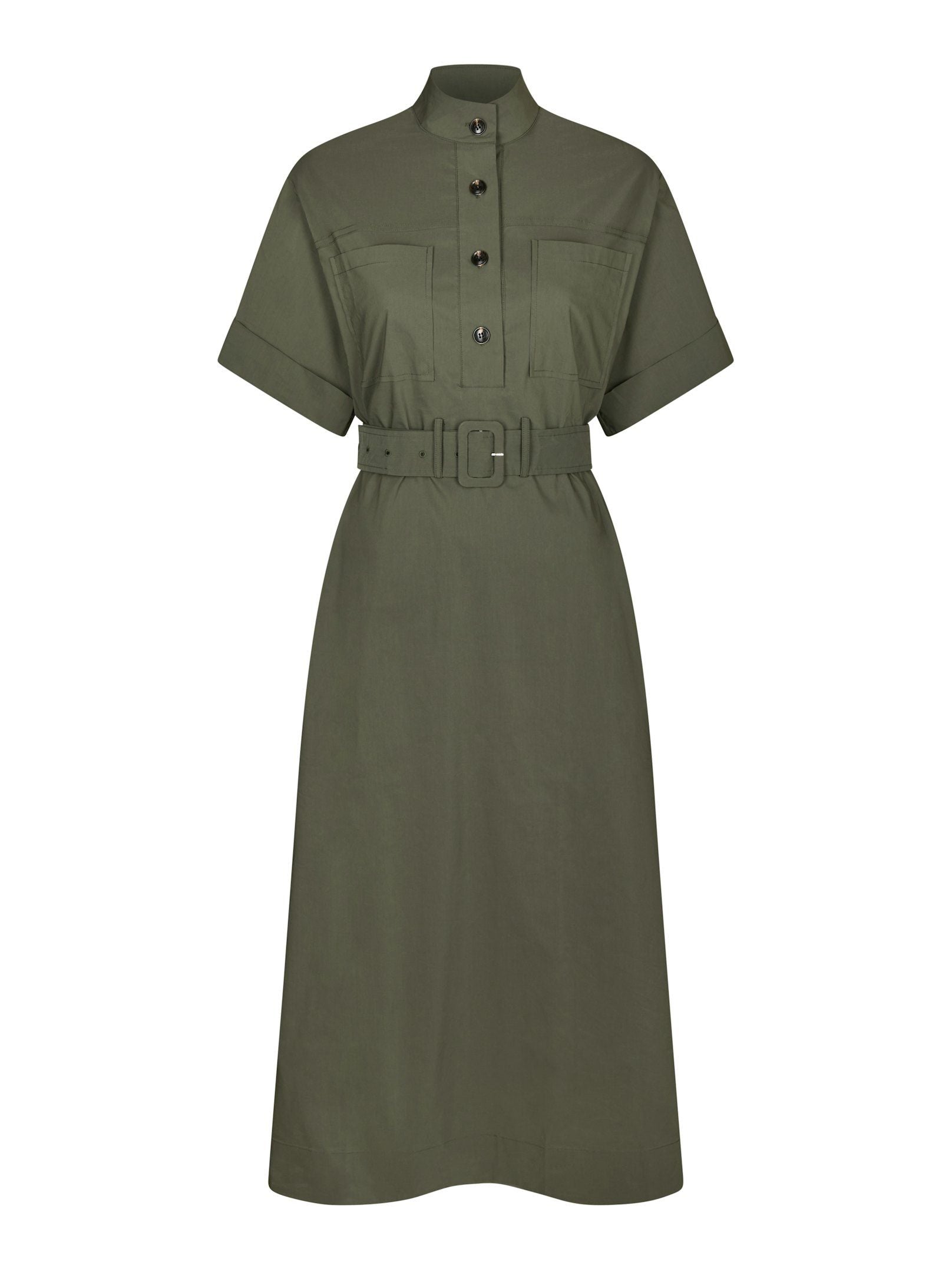 Cina Poplin Dress - Army