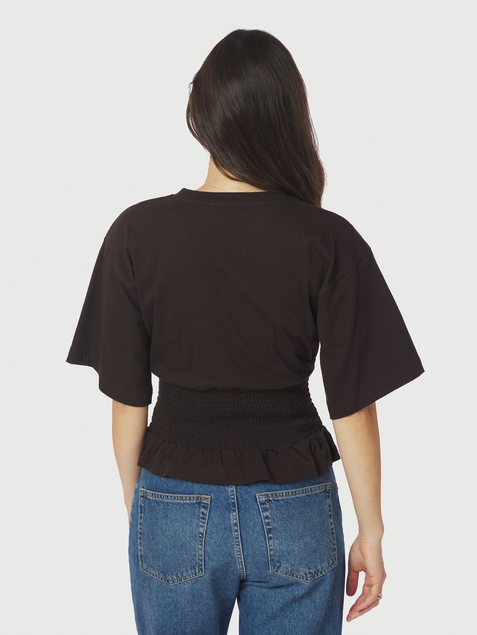 Dray Boxy Smock Tee - Mörkbrun