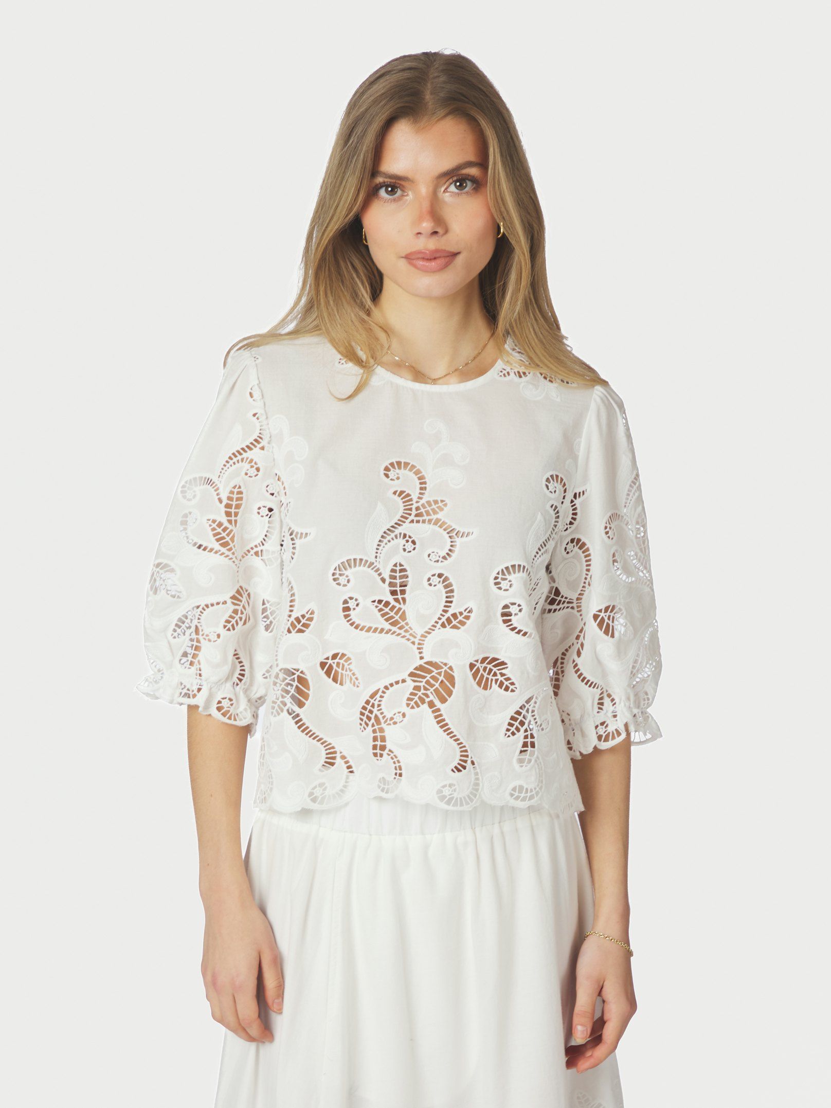 Fia Embroidery Blouse - White