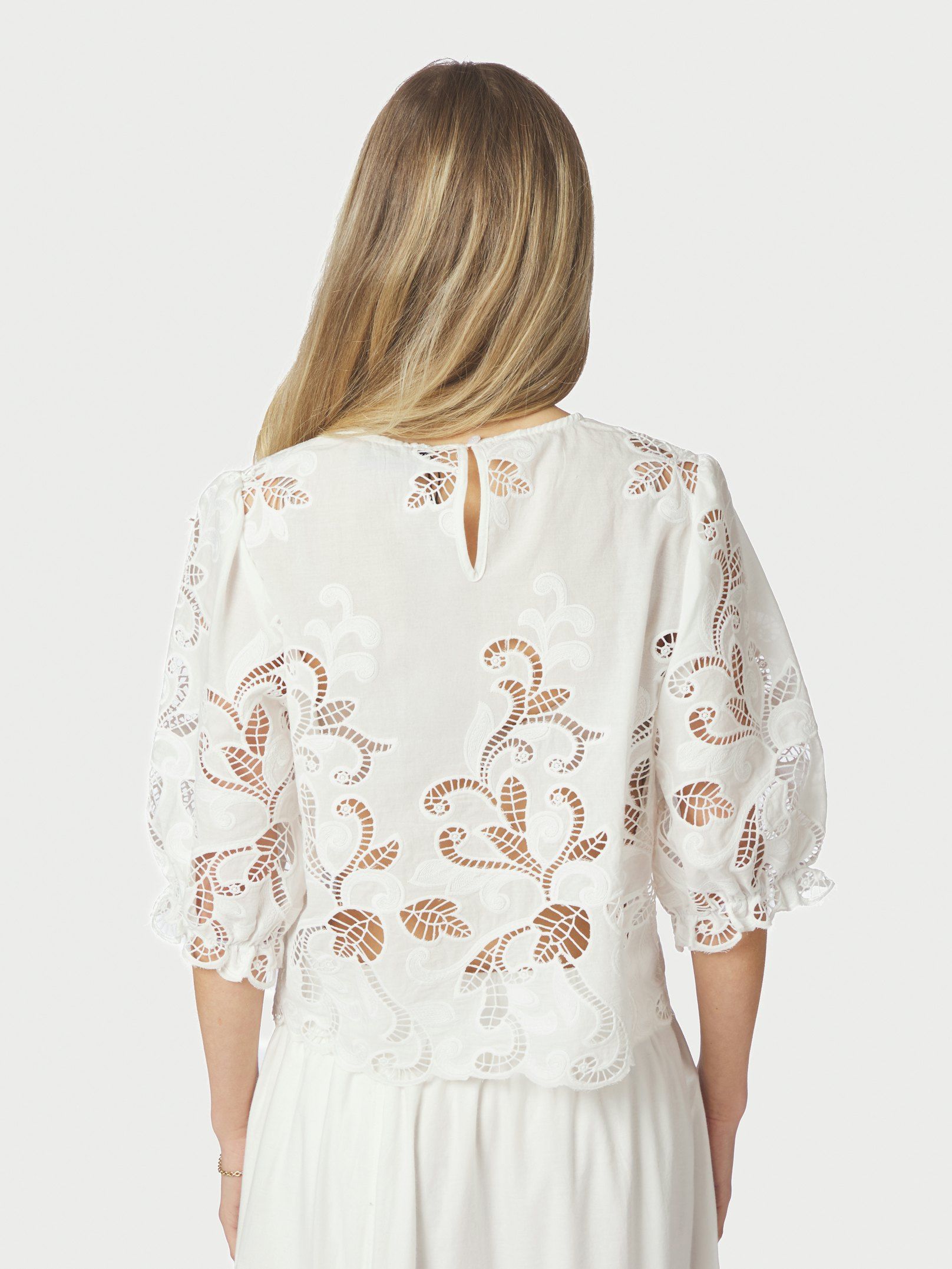 Fia Embroidery Blouse - White