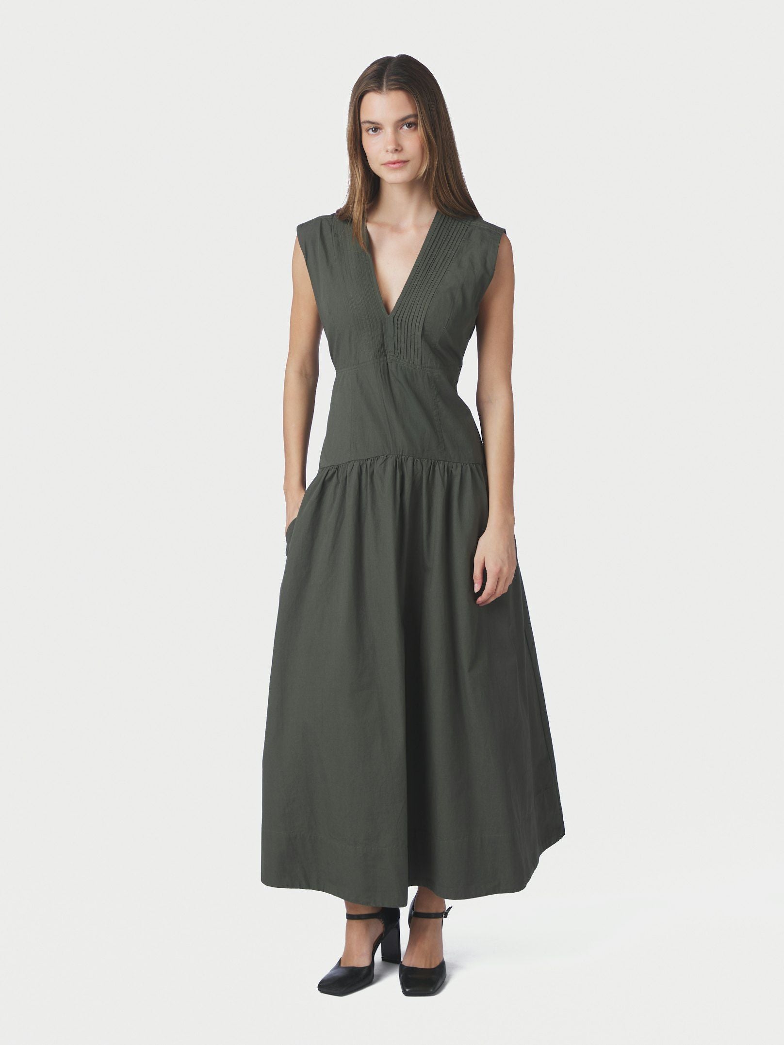 Halise Poplin Dress - Army