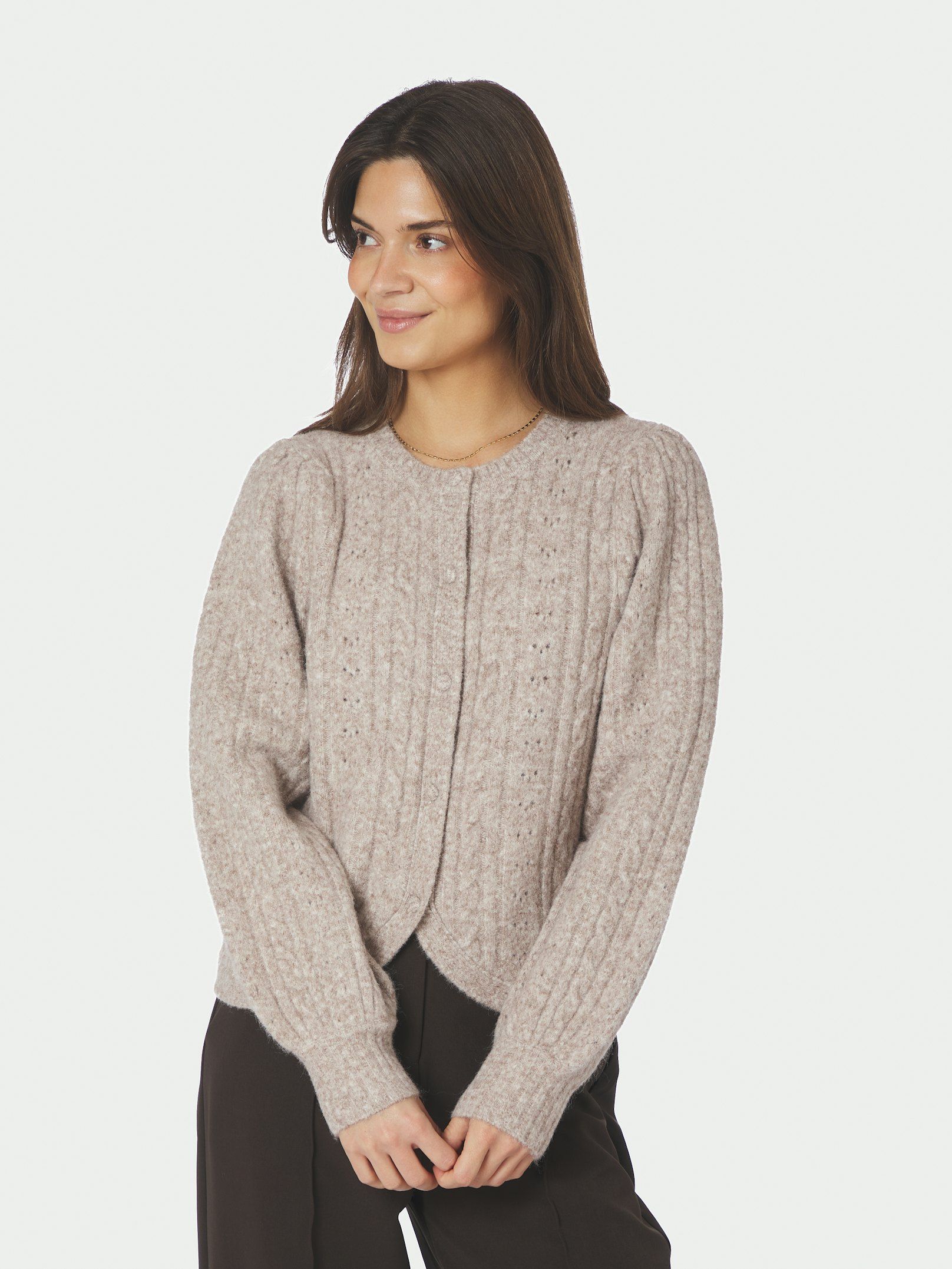 Koteas Cable Knit Cardigan - Beige Melange