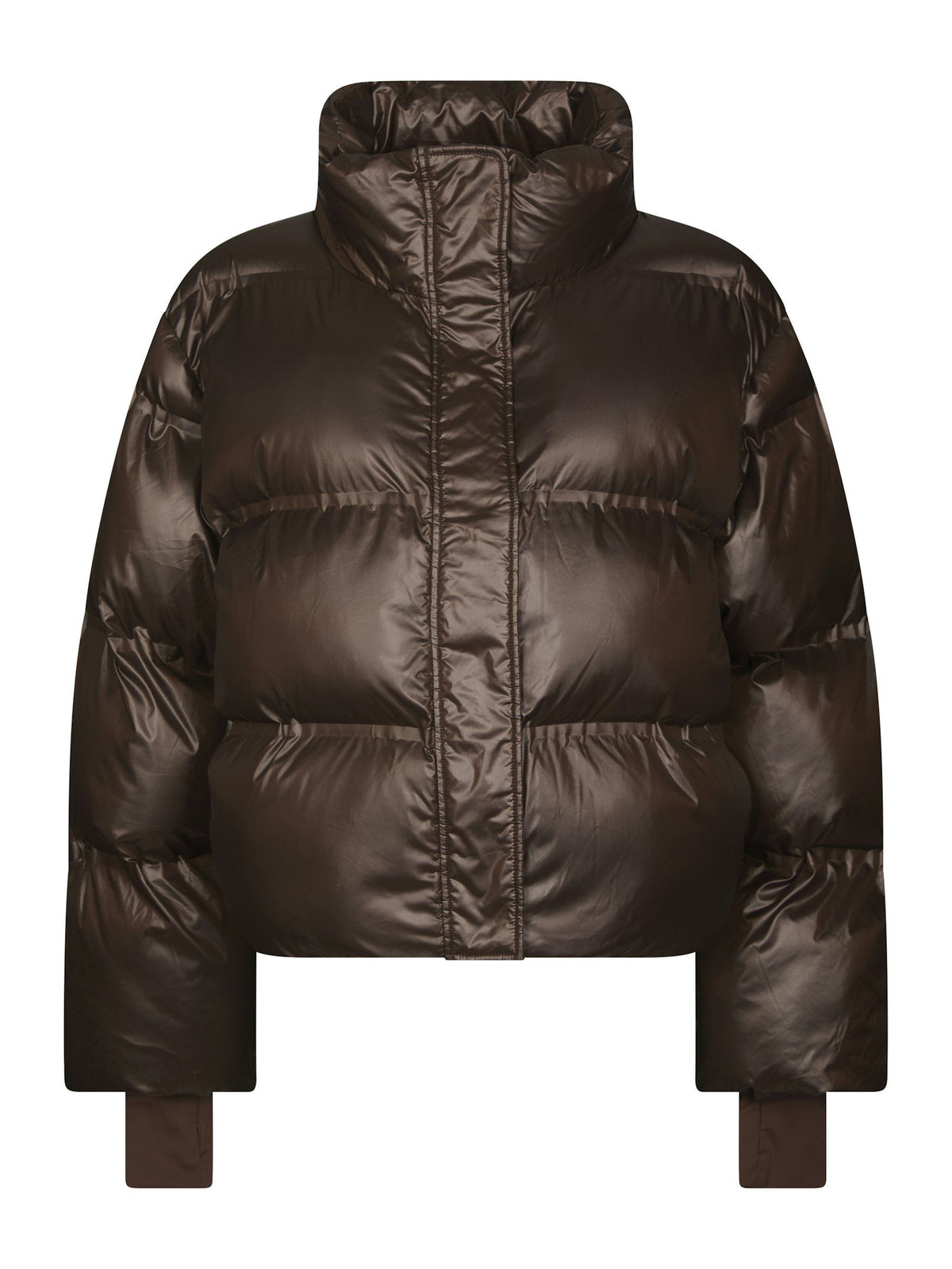 Rhea Shiny Puffer Jacket - Chocolate Brown