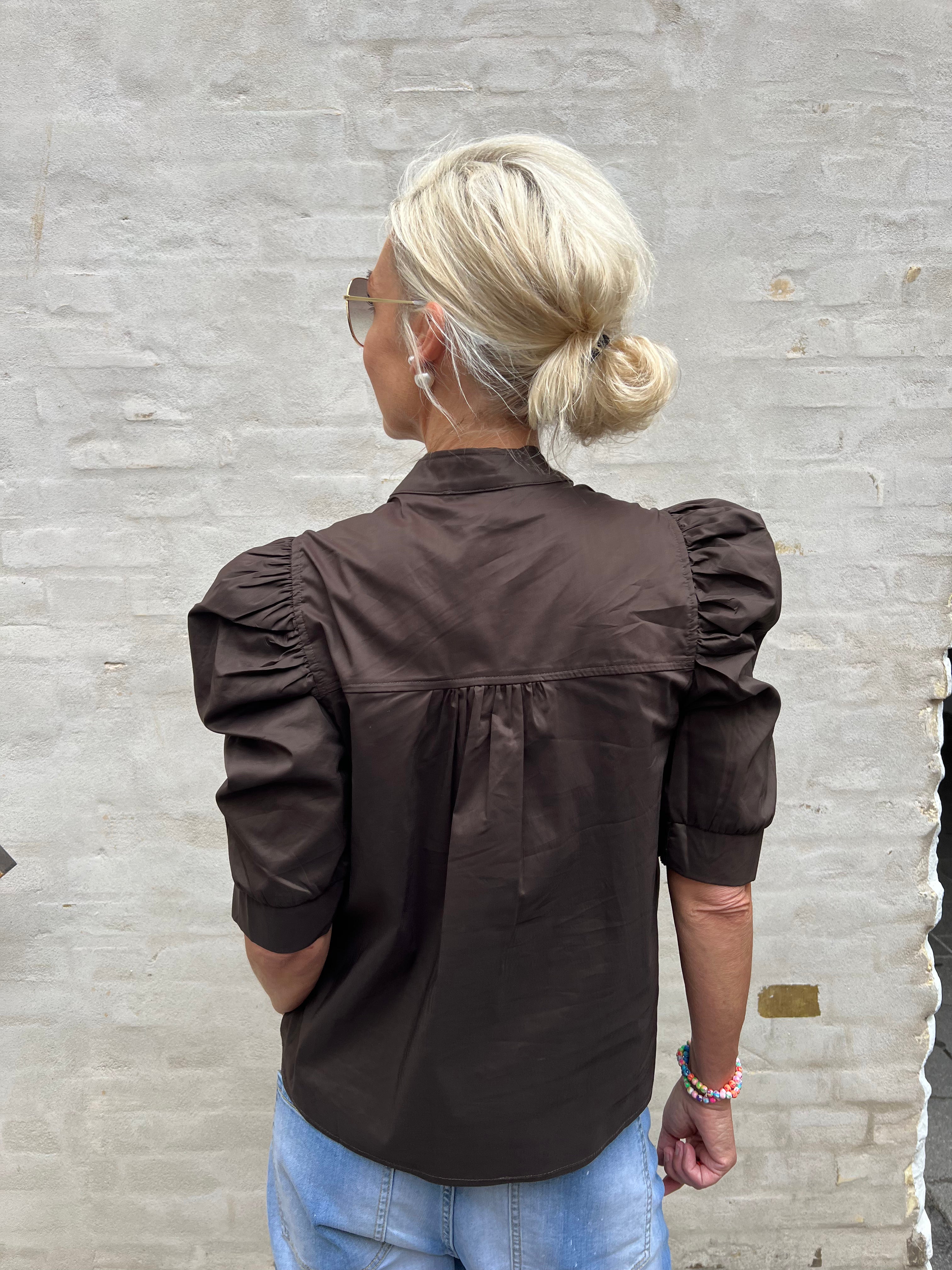 Roella Poplin Blus - Chokladbrun