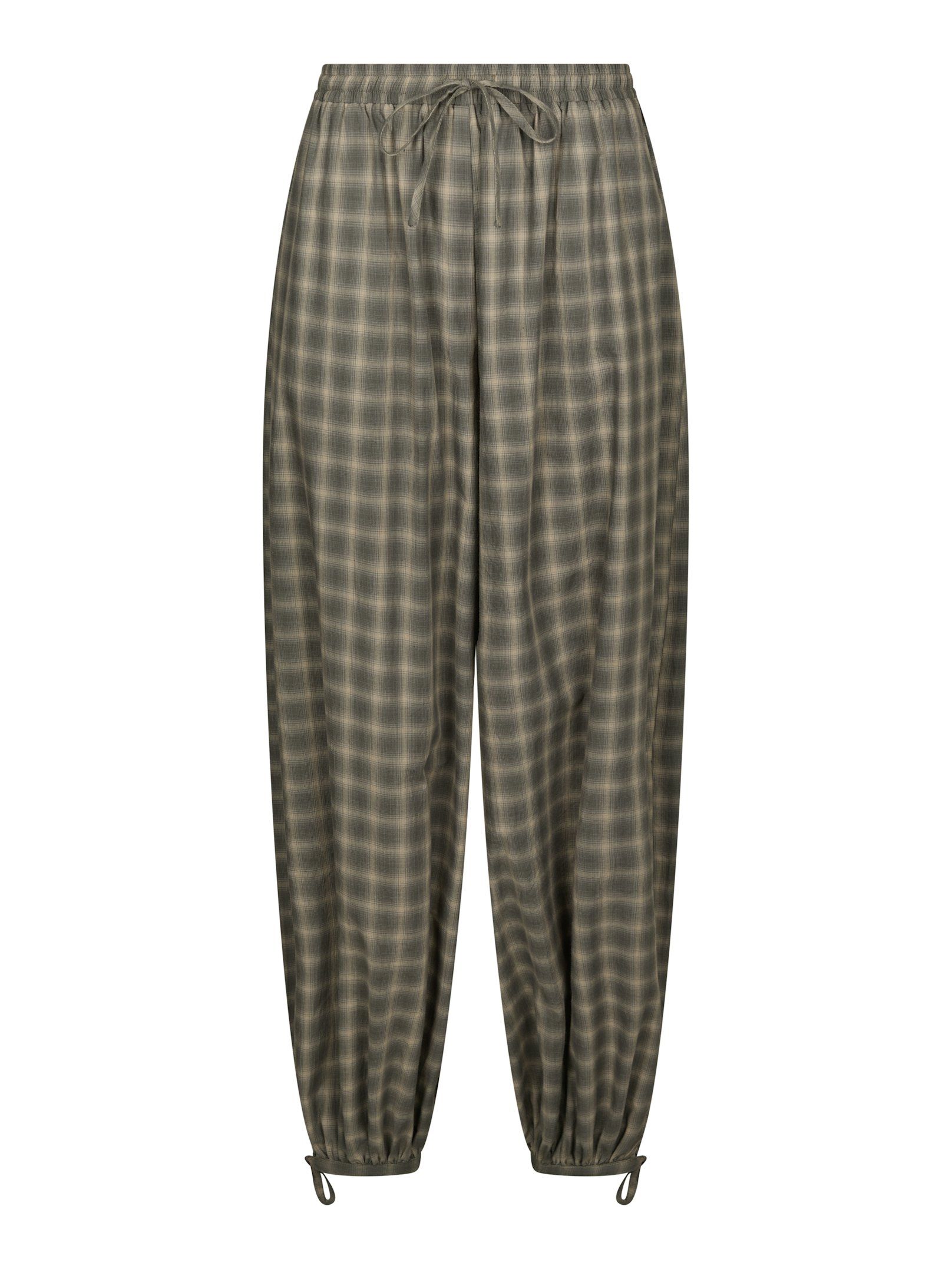 Roxane Balloon Checked Pants - Dusty Army