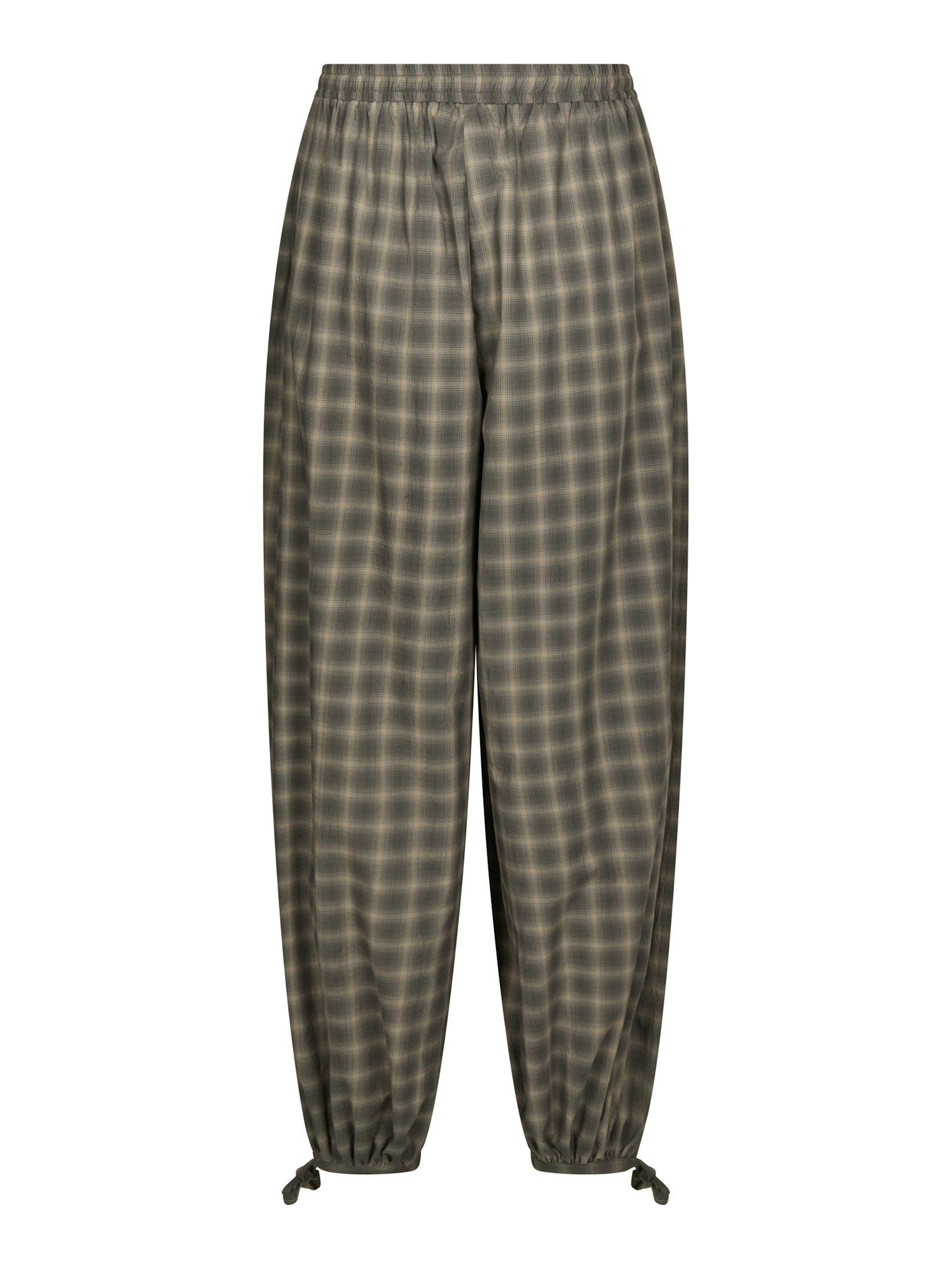 Roxane Balloon Checked Pants - Dusty Army