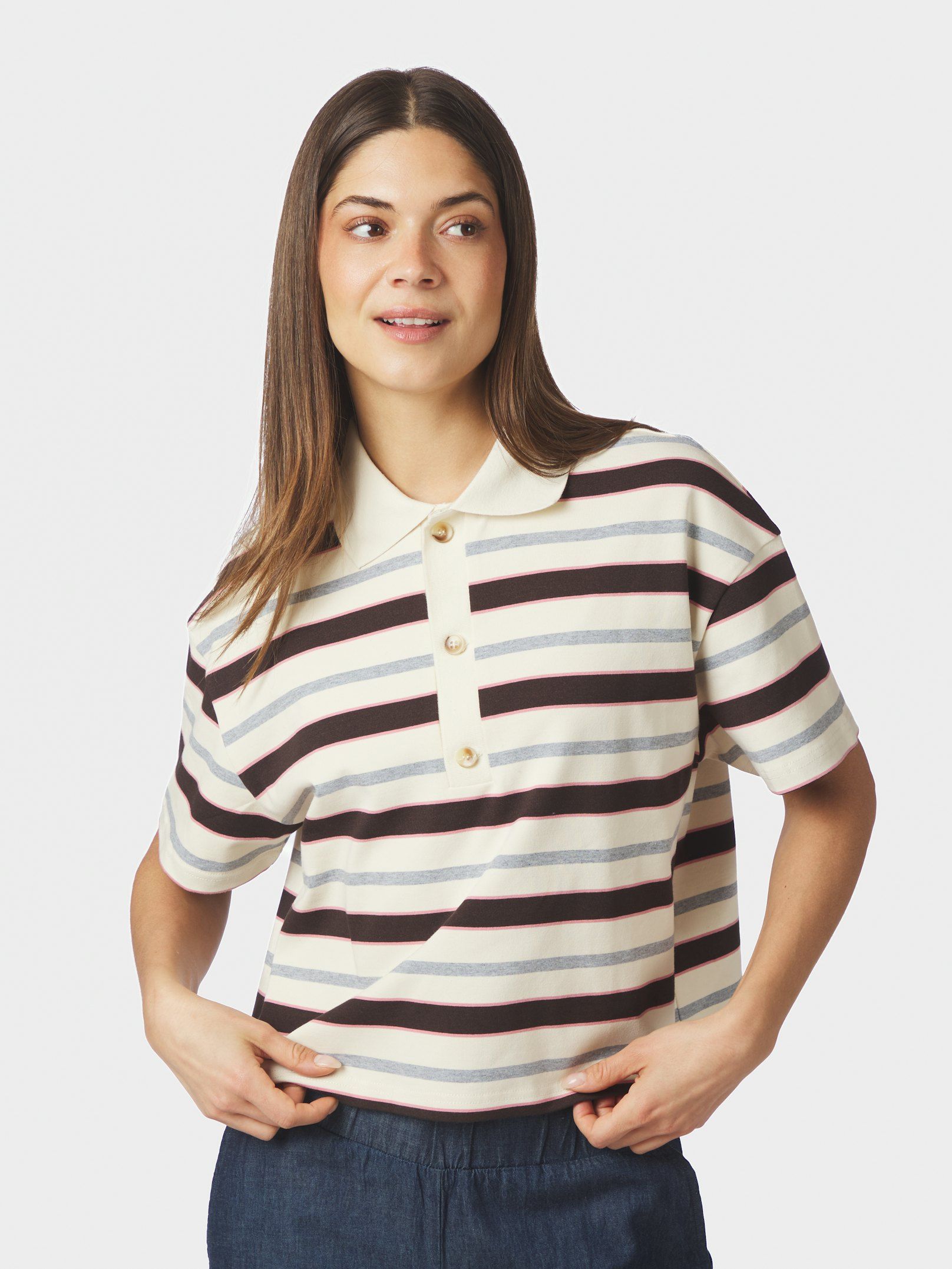 Vennera Triple Stripe Polo Tee - Grey